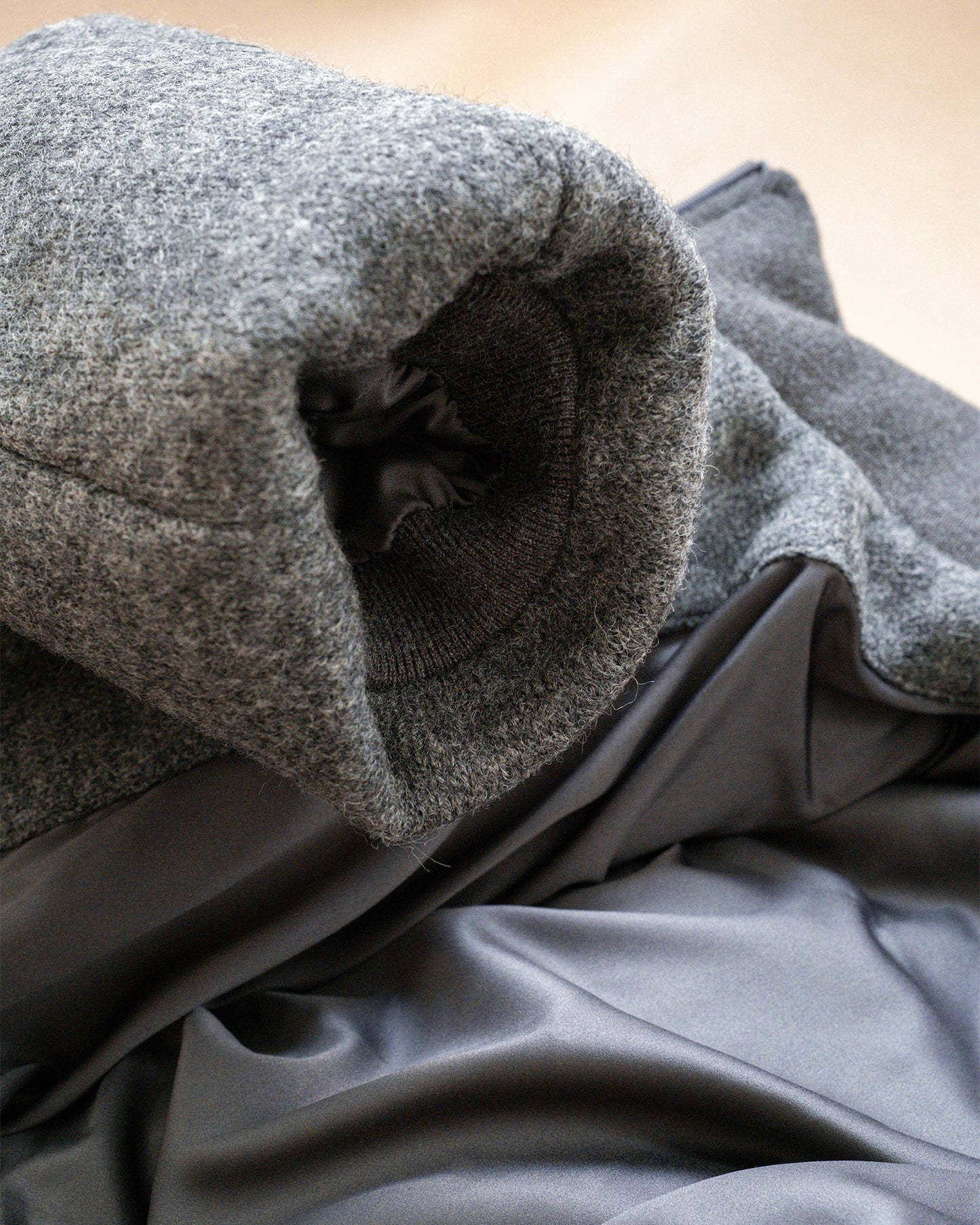 Wool-blend Gray Puffer Down Jacket