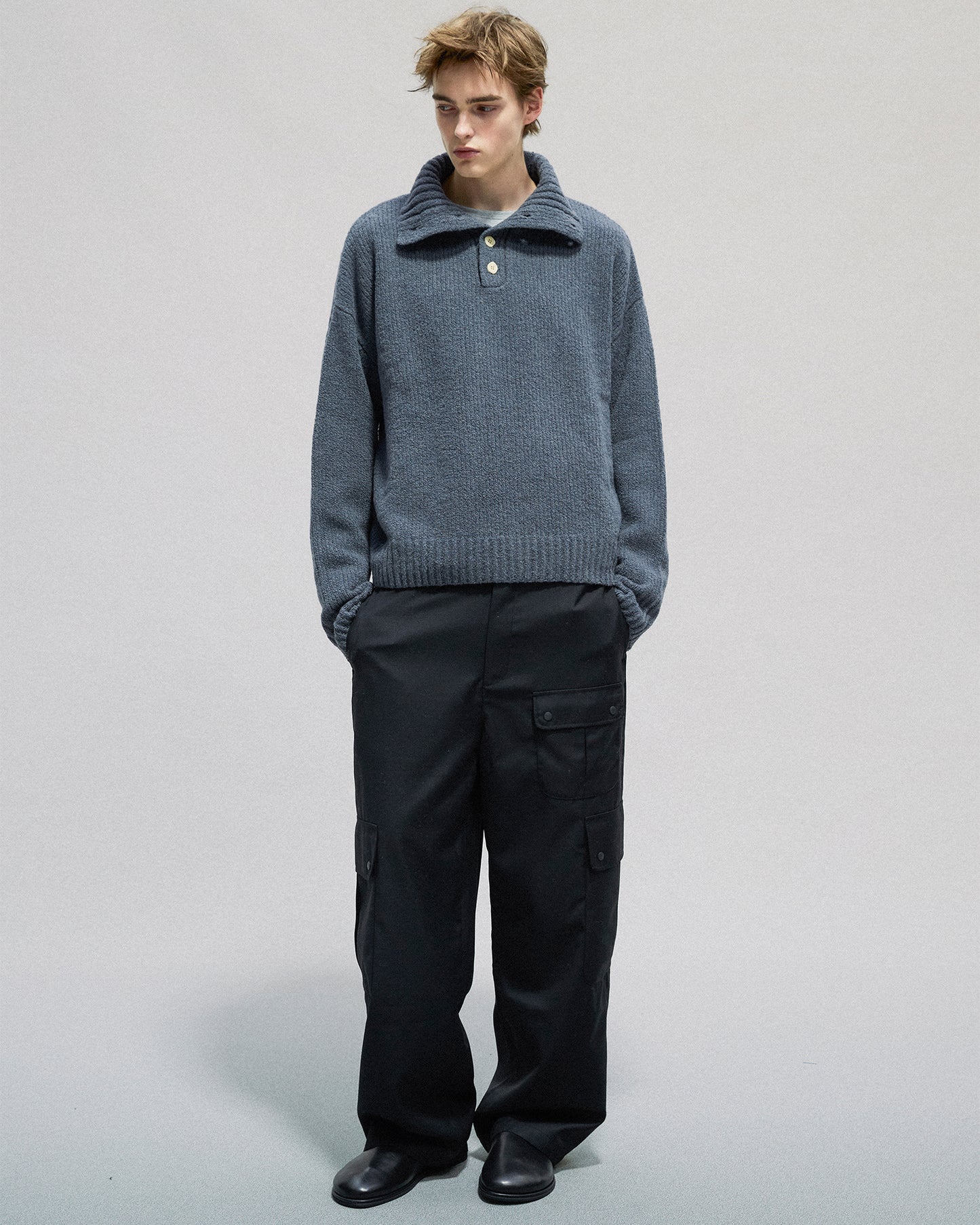 Buttoned Turtleneck Sweater