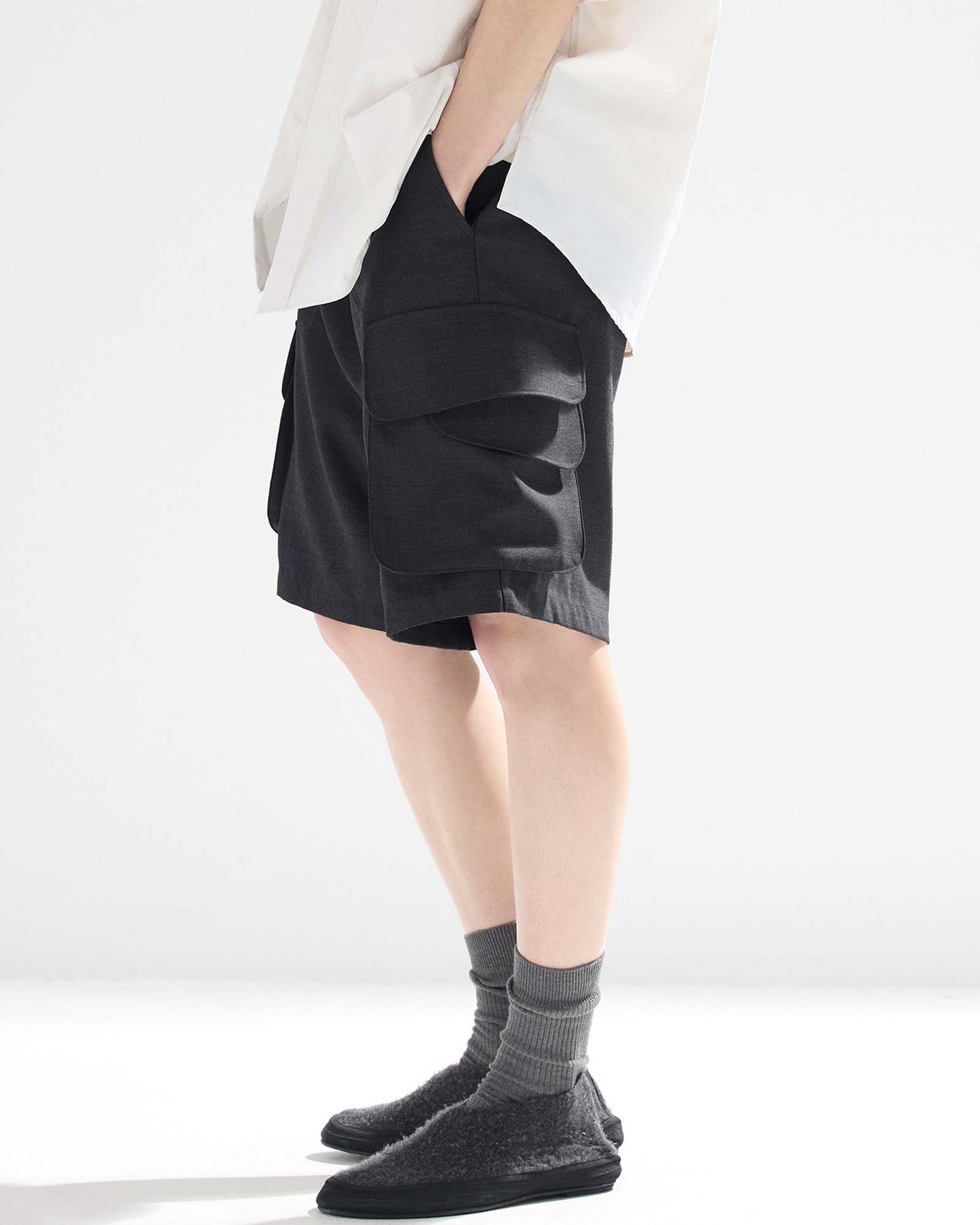 Multiple Flap Pocket Shorts in Wool