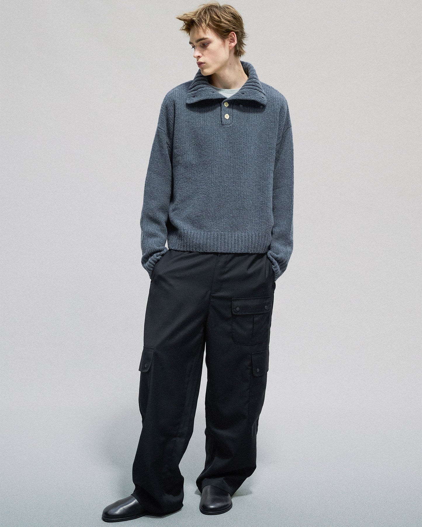 Buttoned Turtleneck Sweater