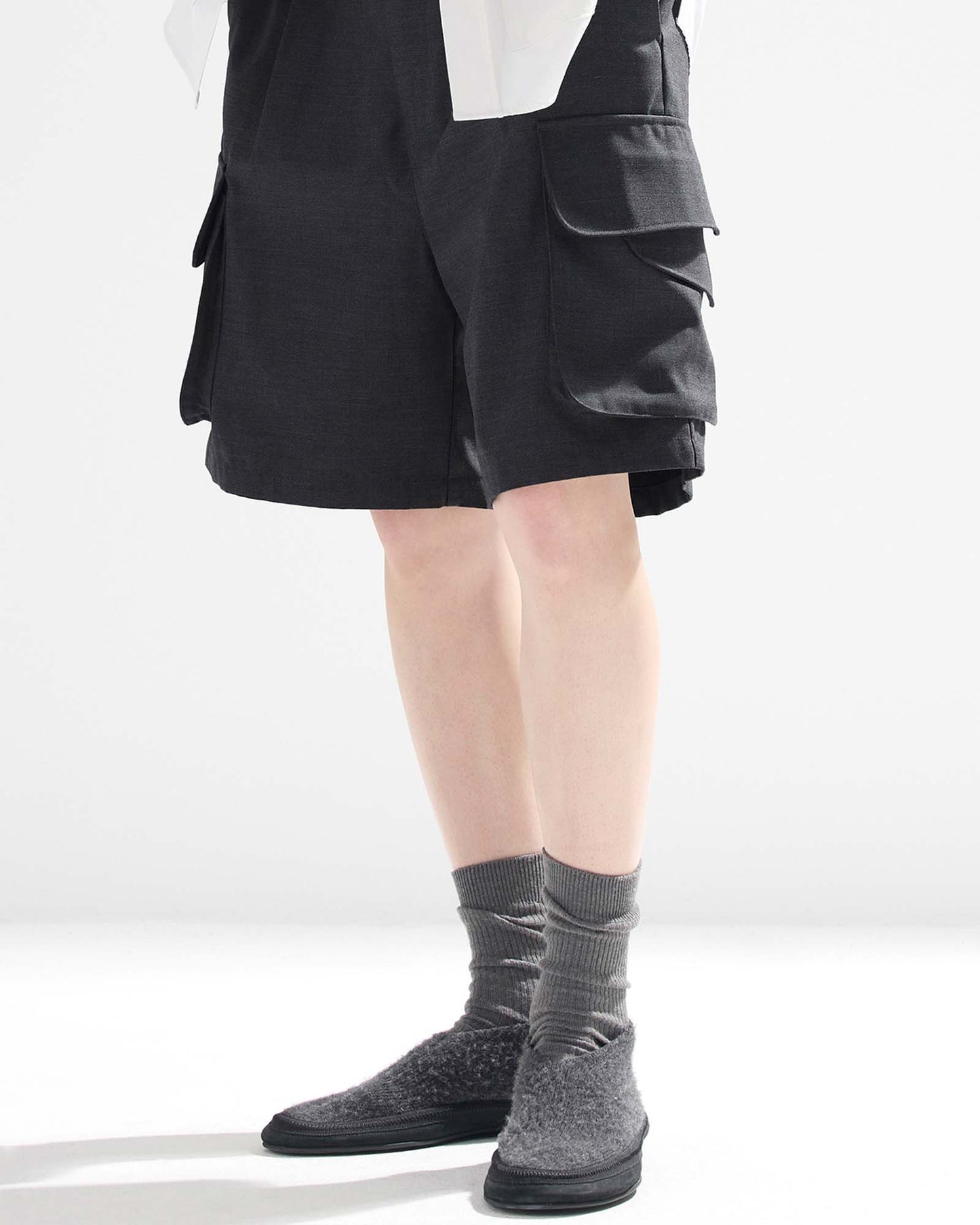 Multiple Flap Pocket Shorts in Wool