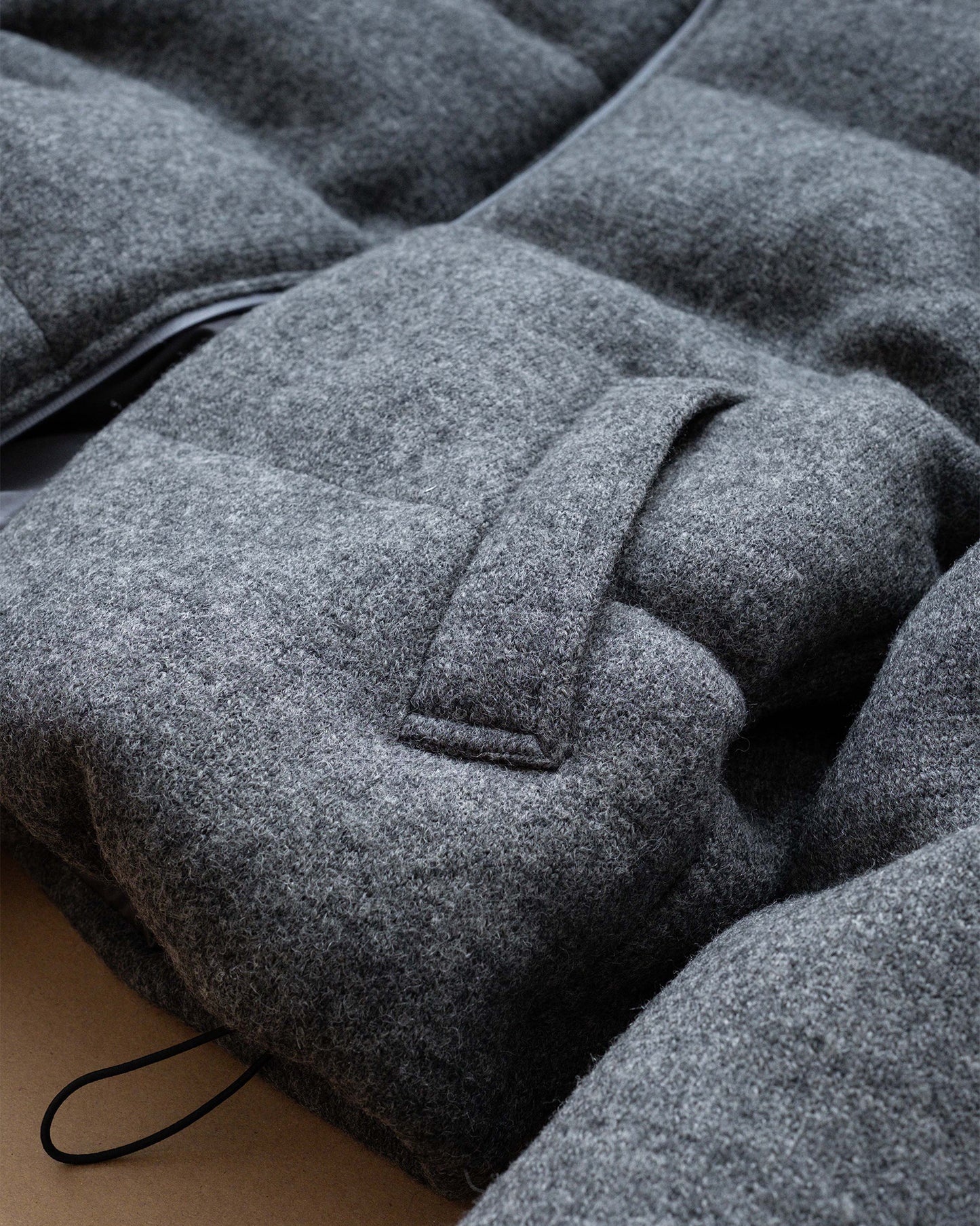 Wool-blend Gray Puffer Down Jacket