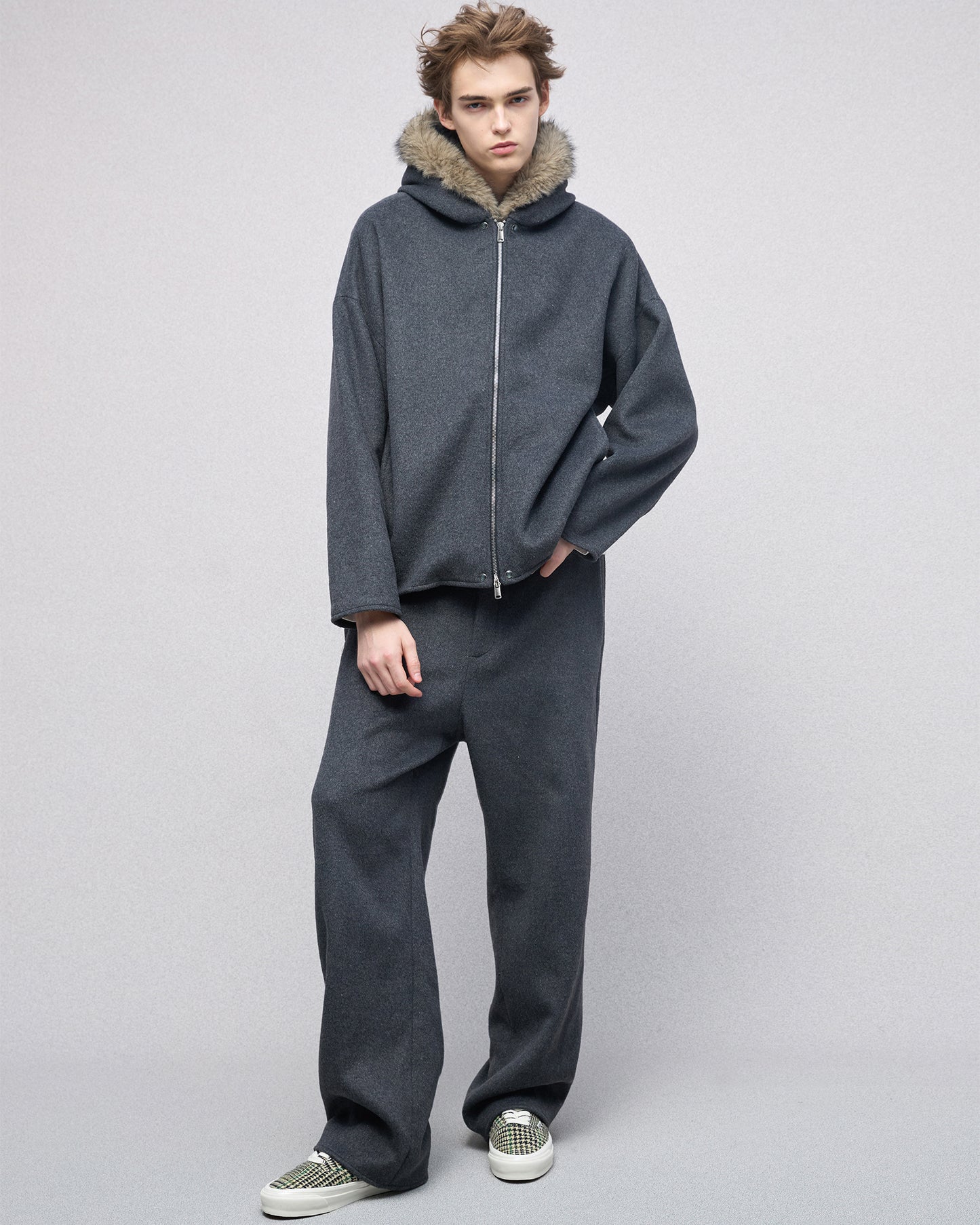 Eco Fur and Wool HoodedJacket