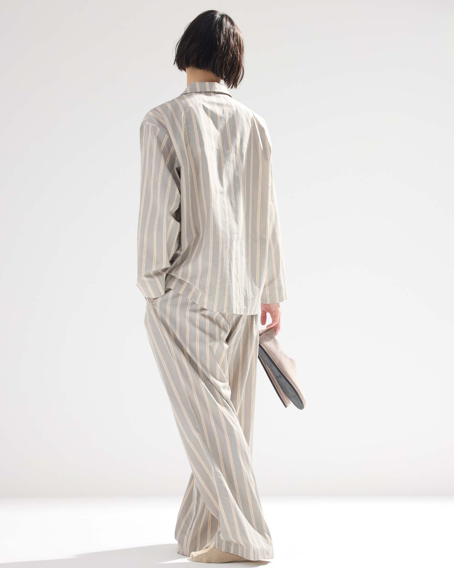 Pajama-style Striped Long Sleeve Shirt