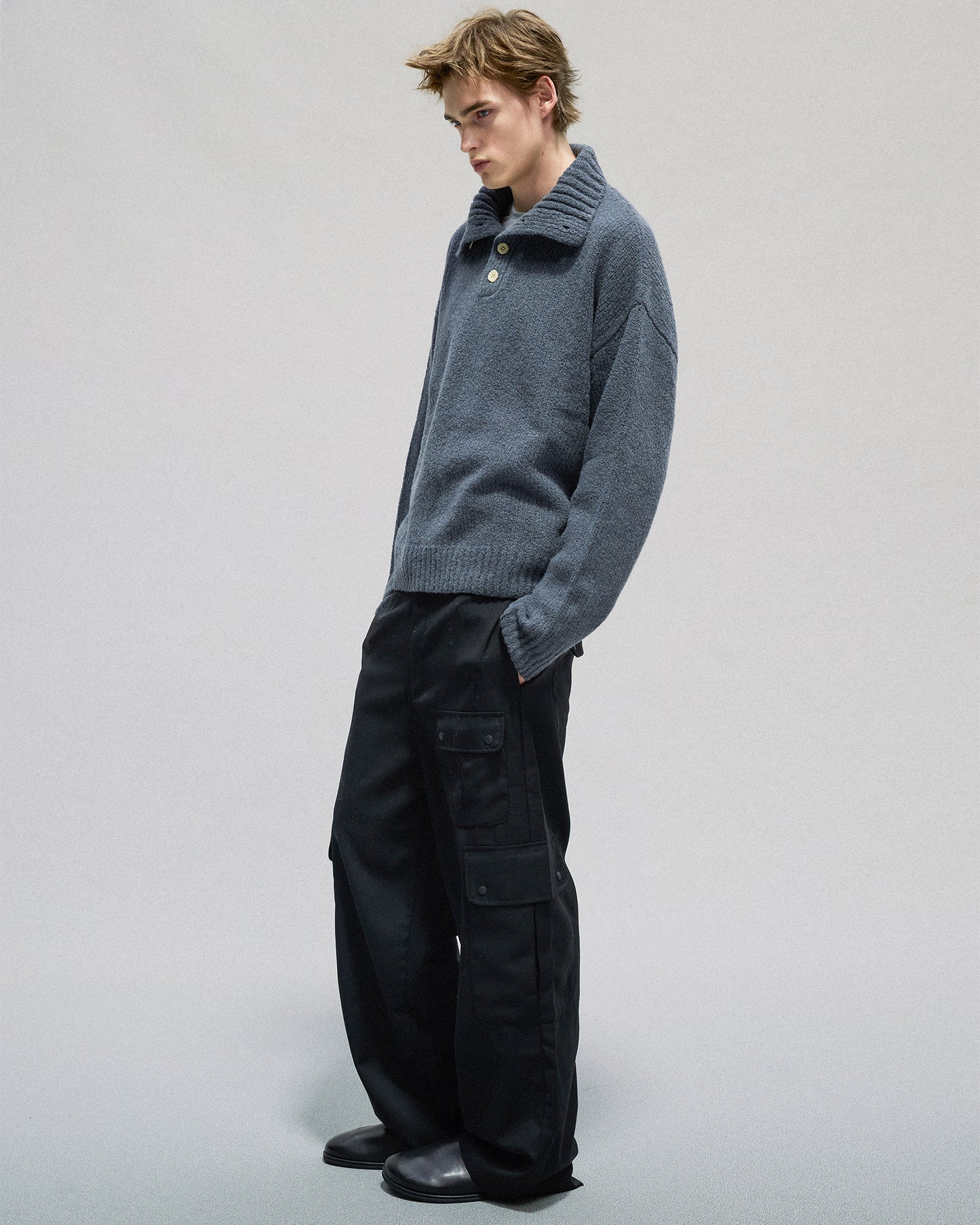 Buttoned Turtleneck Sweater