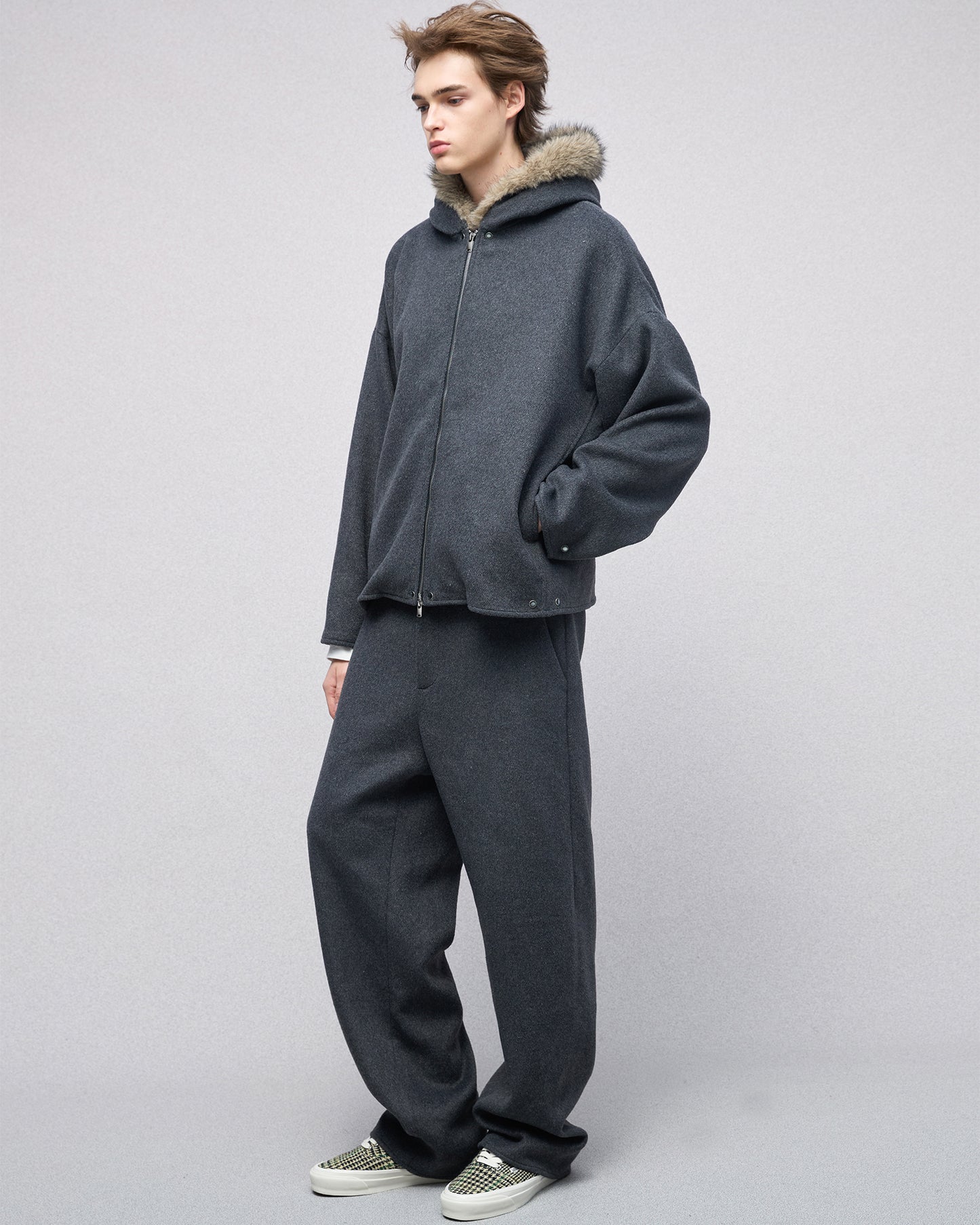 Eco Fur and Wool HoodedJacket