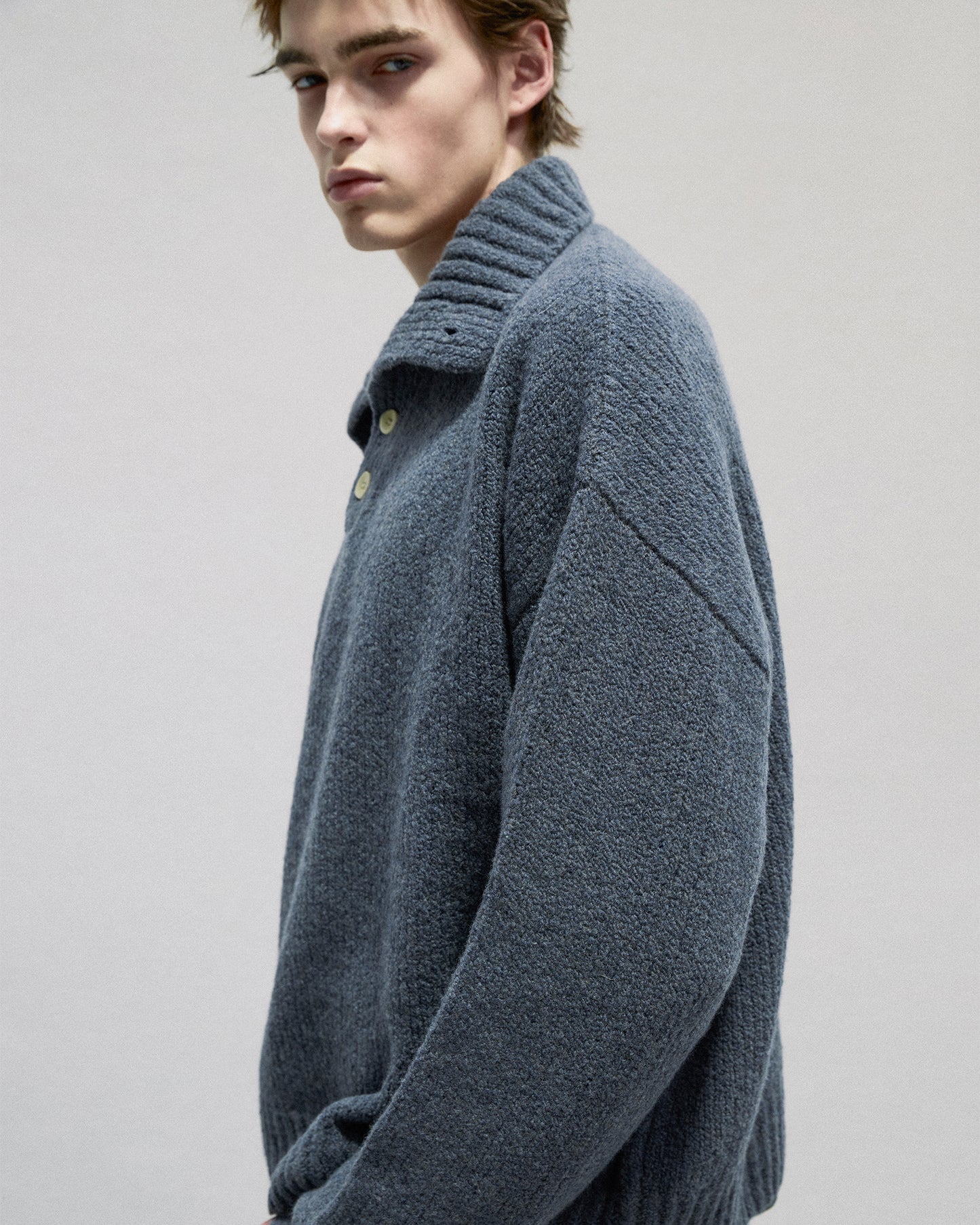 Buttoned Turtleneck Sweater