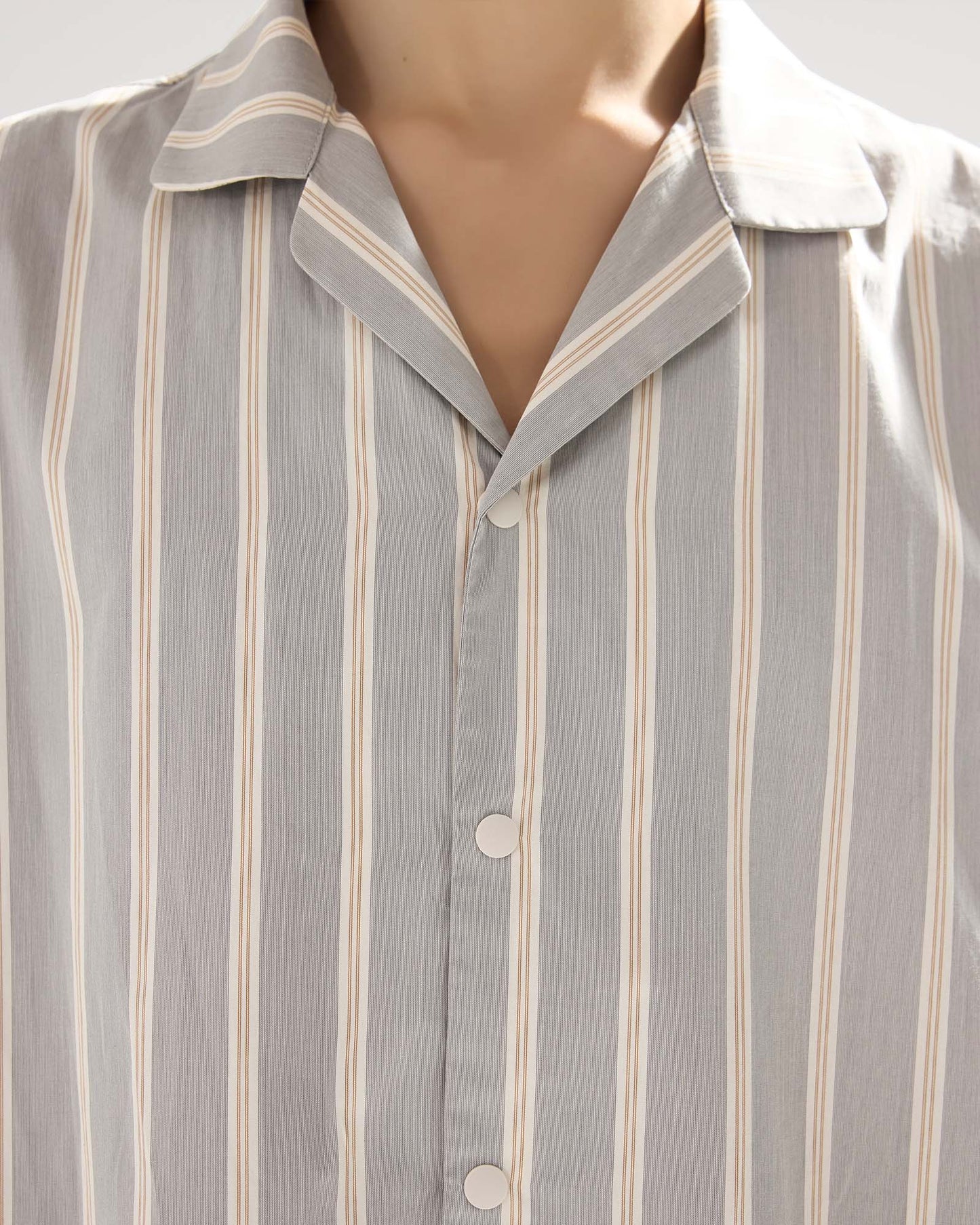 Pajama-style Striped Long Sleeve Shirt