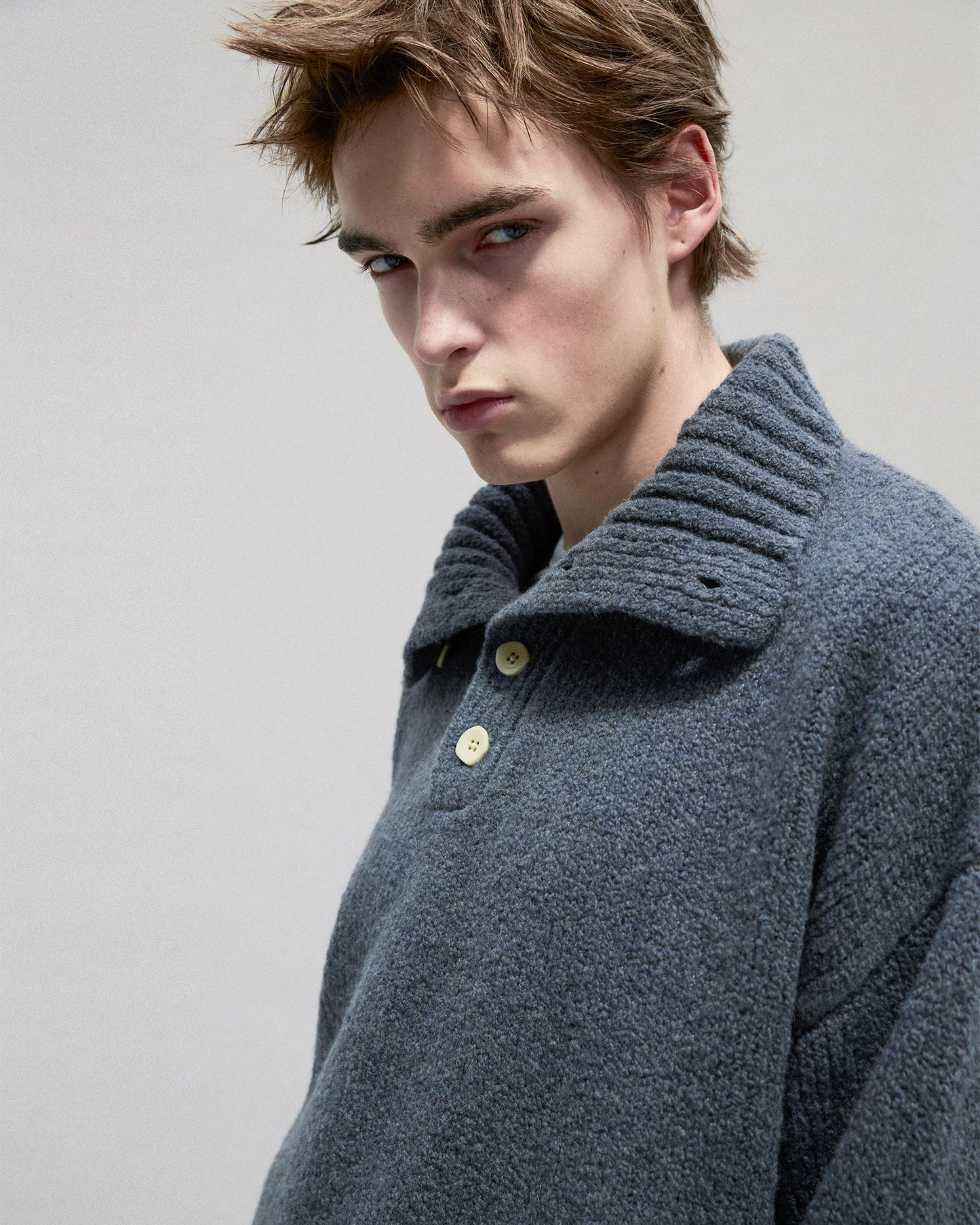 Buttoned Turtleneck Sweater