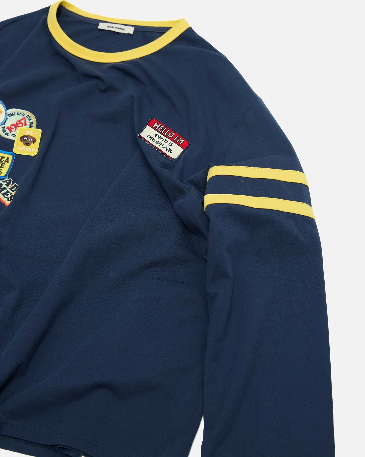 Multi Patch Stripe LS T-shirt