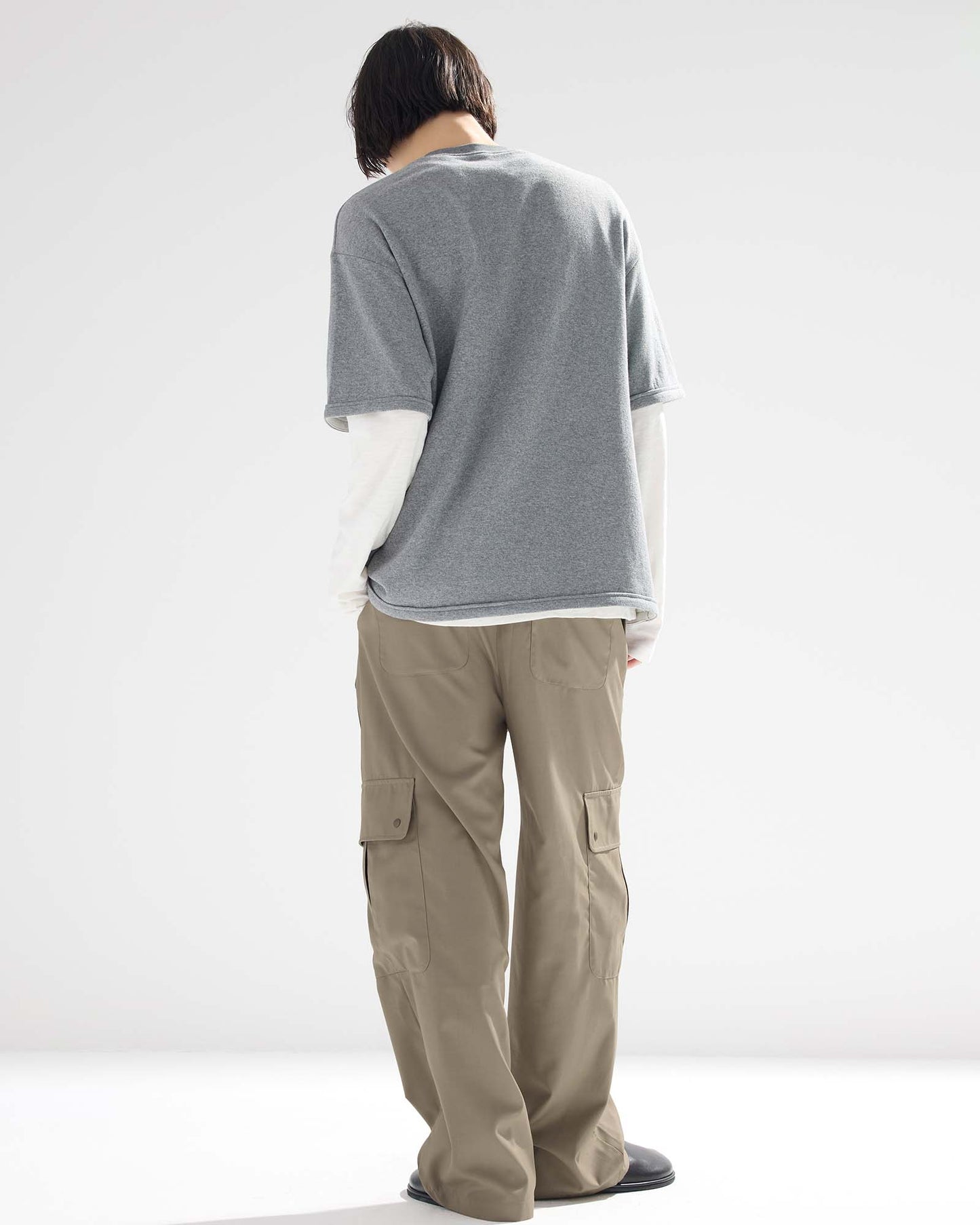 Cargo Pocket Wide Easy Pants in Wool