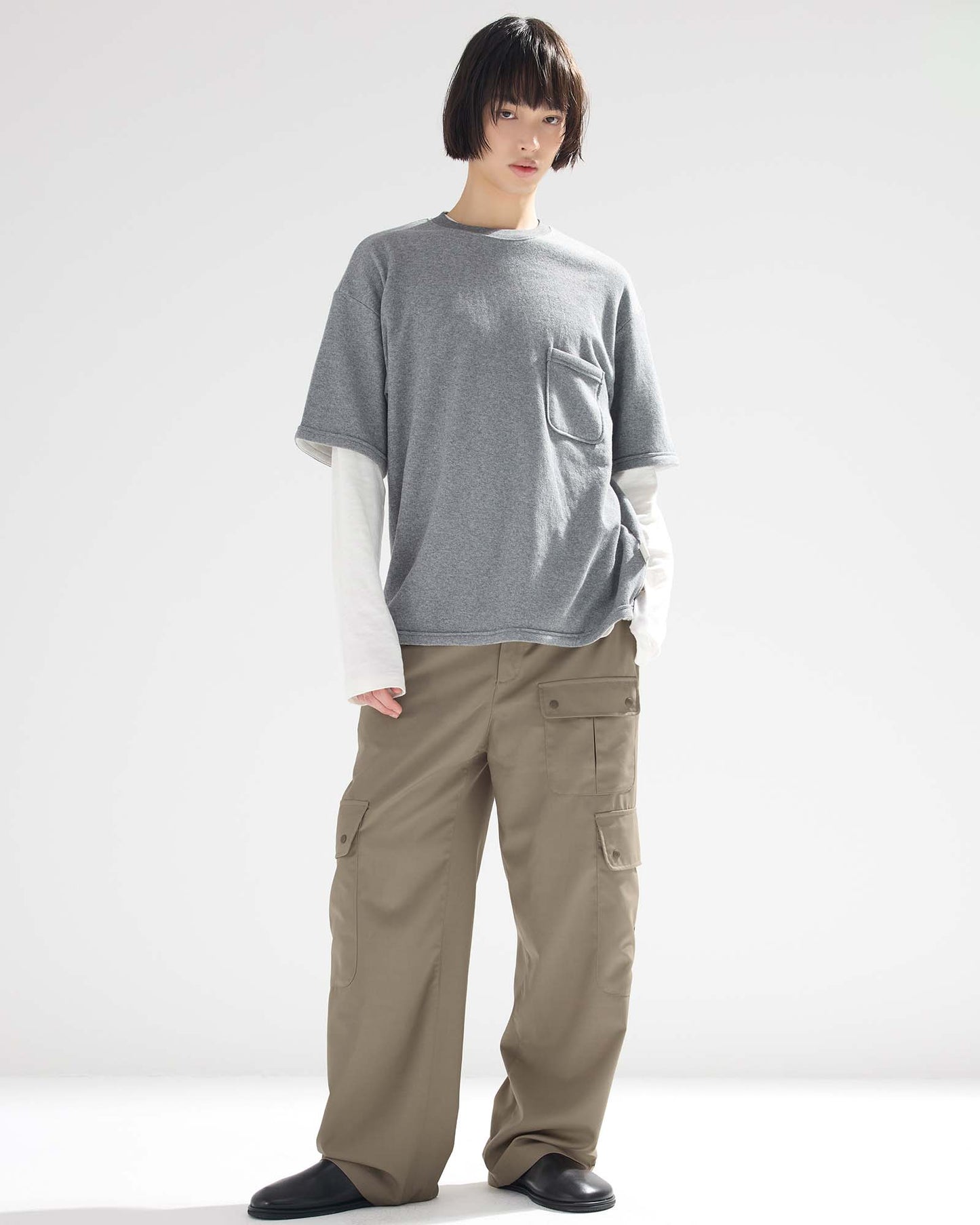 Cargo Pocket Wide Easy Pants in Wool