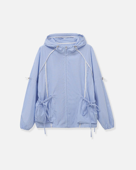 Bow Details Checked Shirt Jacket