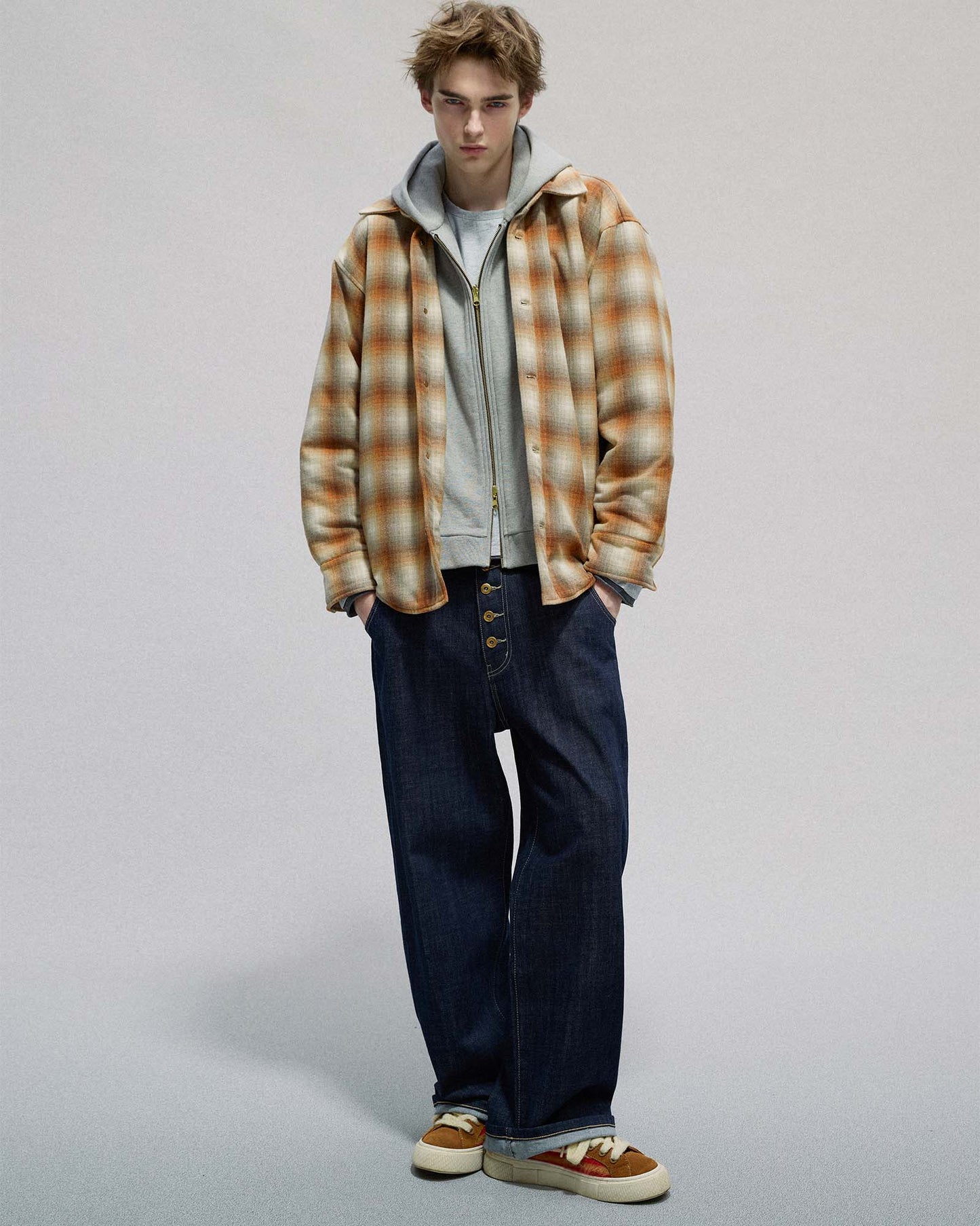 Button Fly Indigo Raw Denim Pants