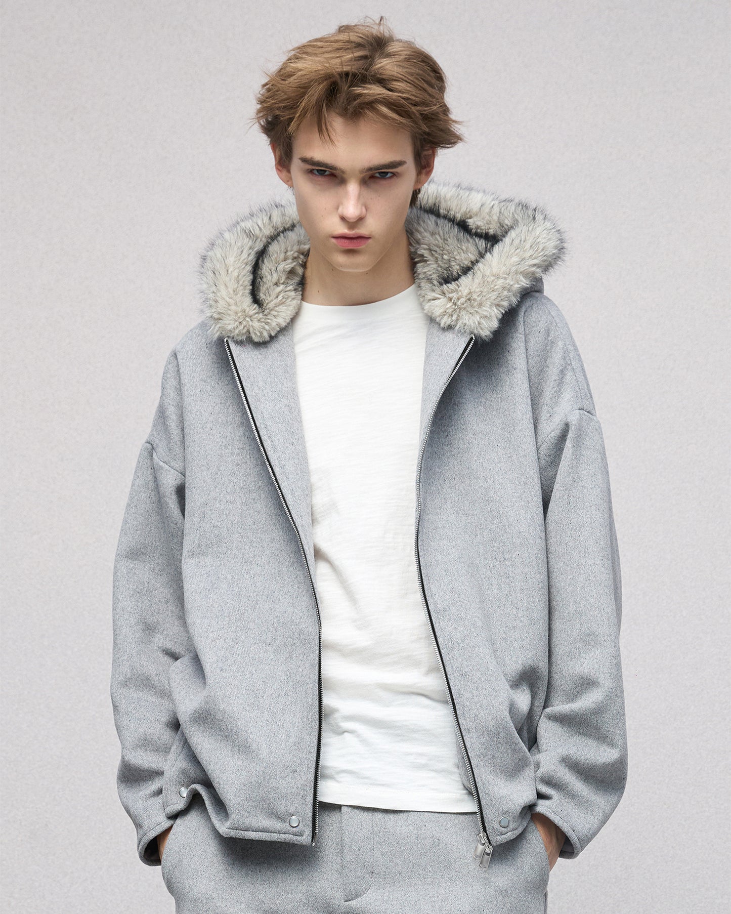 Eco Fur and Wool HoodedJacket