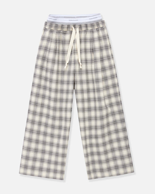 Double Waist Checked Pants