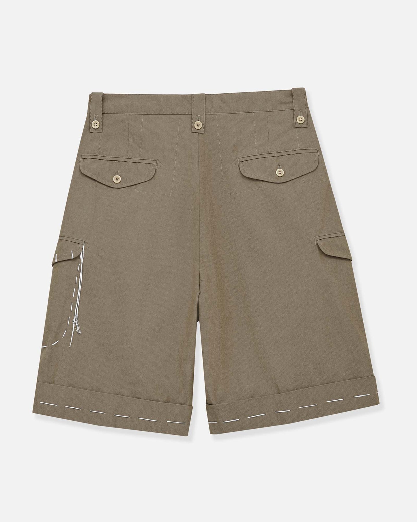 Sashiko Pleated Shorts in Pima Cotton