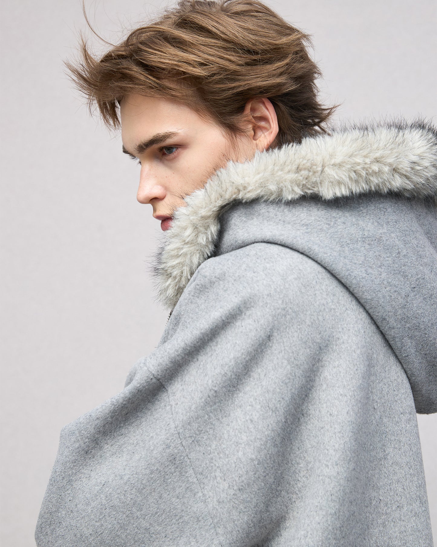 Eco Fur and Wool HoodedJacket