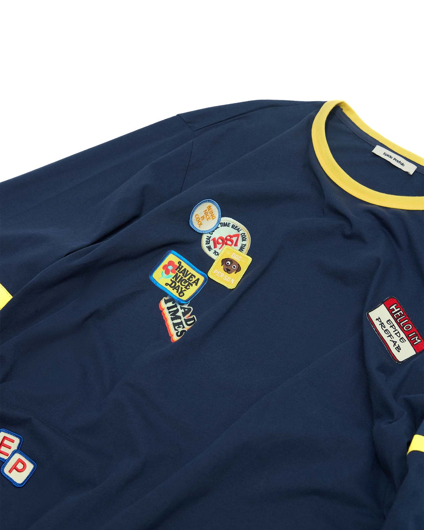 Multi Patch Stripe LS T-shirt