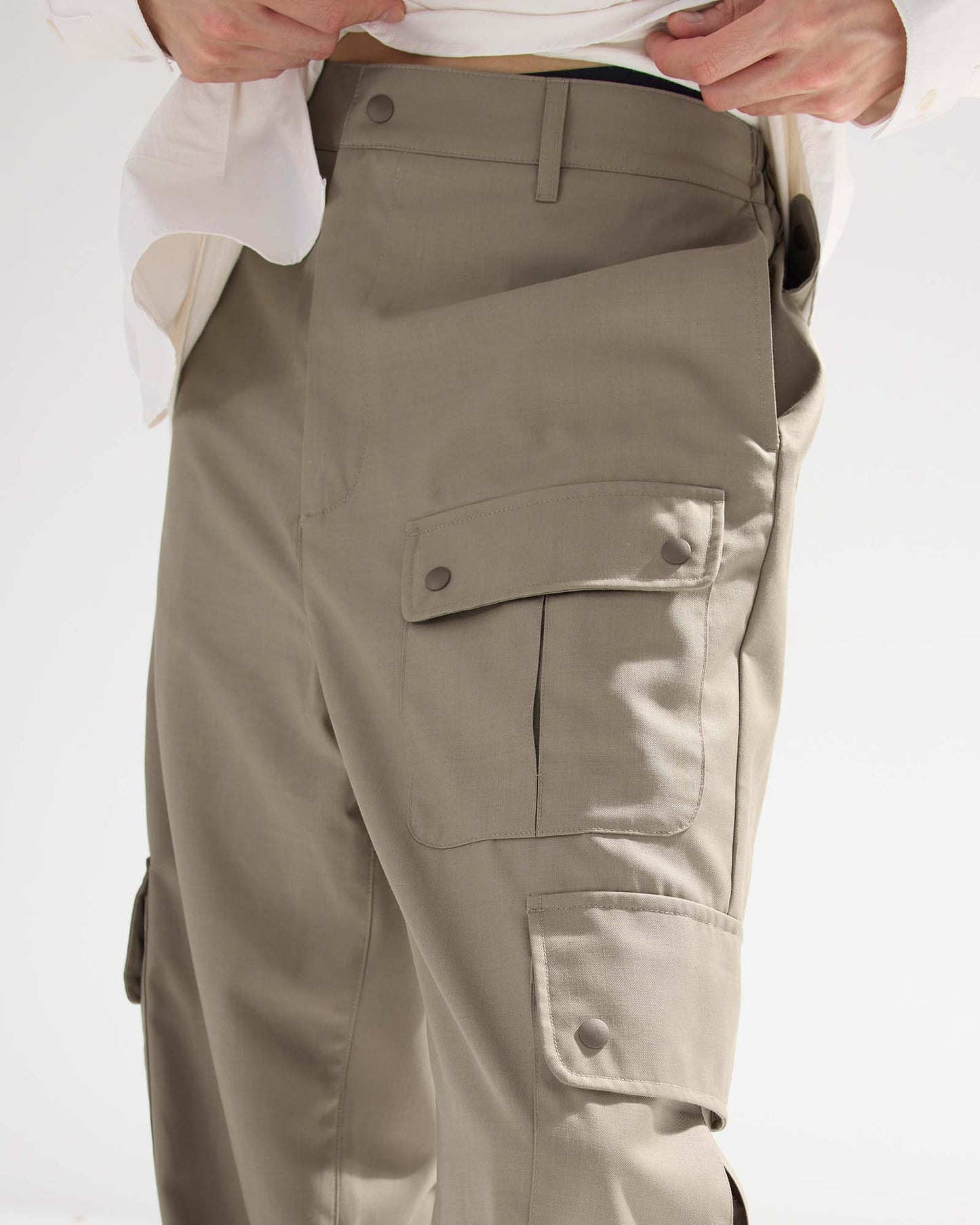Cargo Pocket Wide Easy Pants in Wool