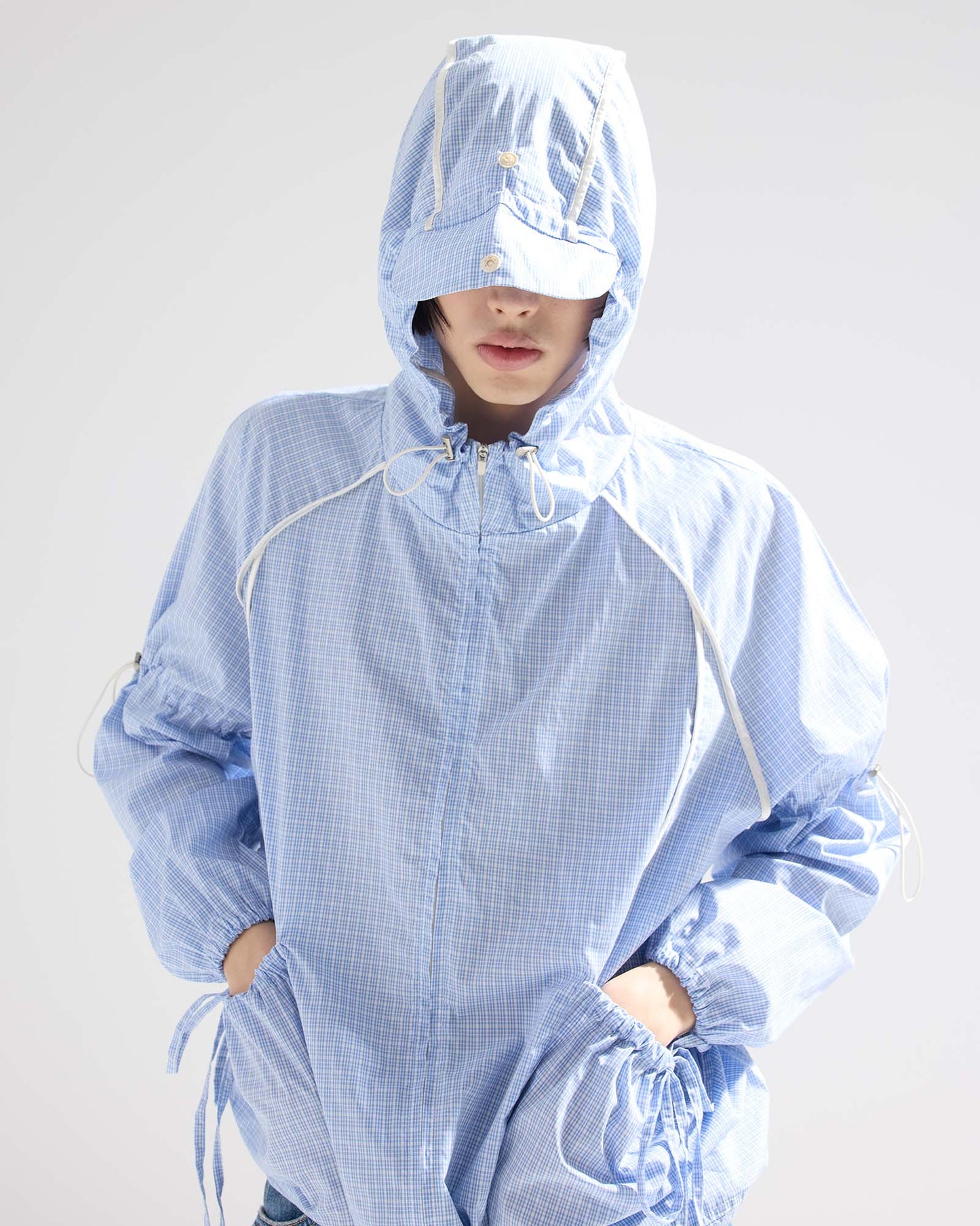 Bow Details Checked Shirt Jacket