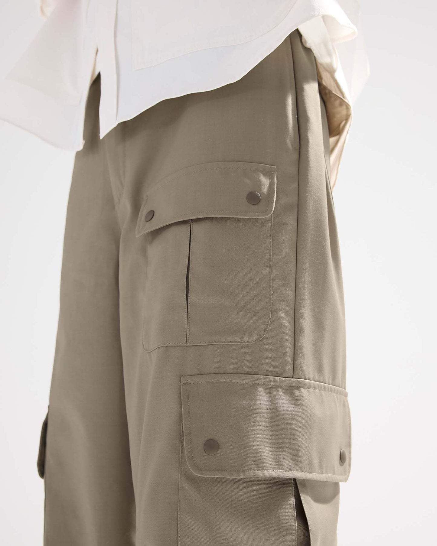 Cargo Pocket Wide Easy Pants in Wool