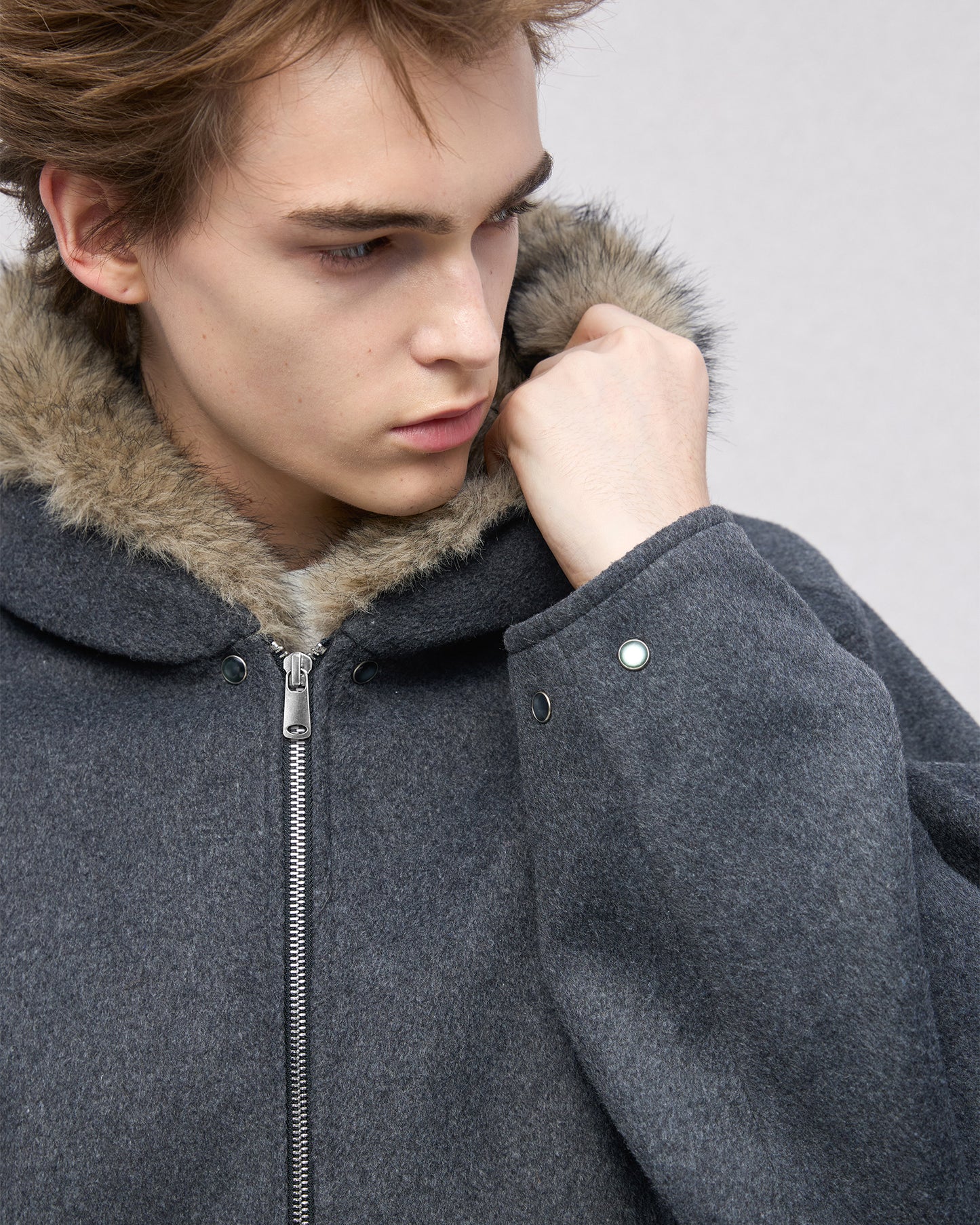 Eco Fur and Wool HoodedJacket