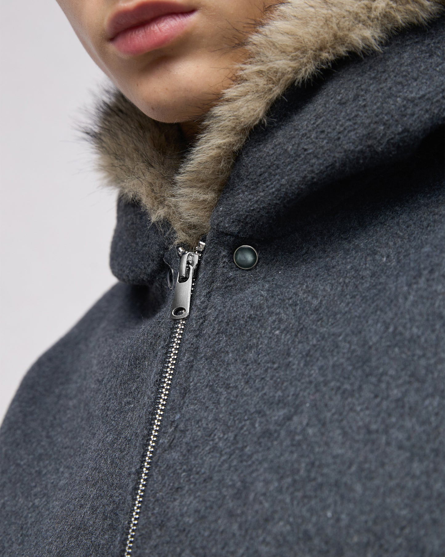 Eco Fur and Wool HoodedJacket