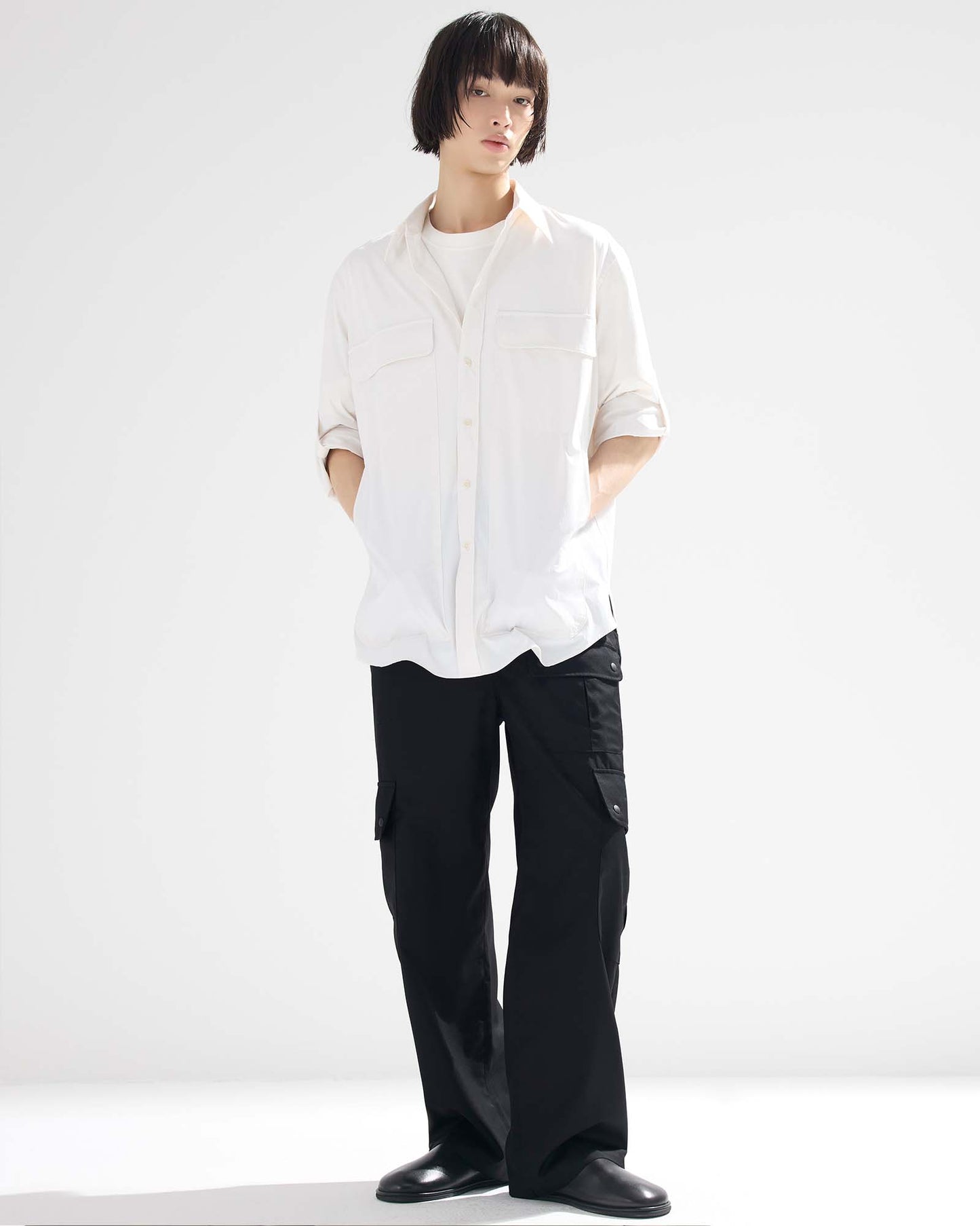Cargo Pocket Wide Easy Pants in Wool