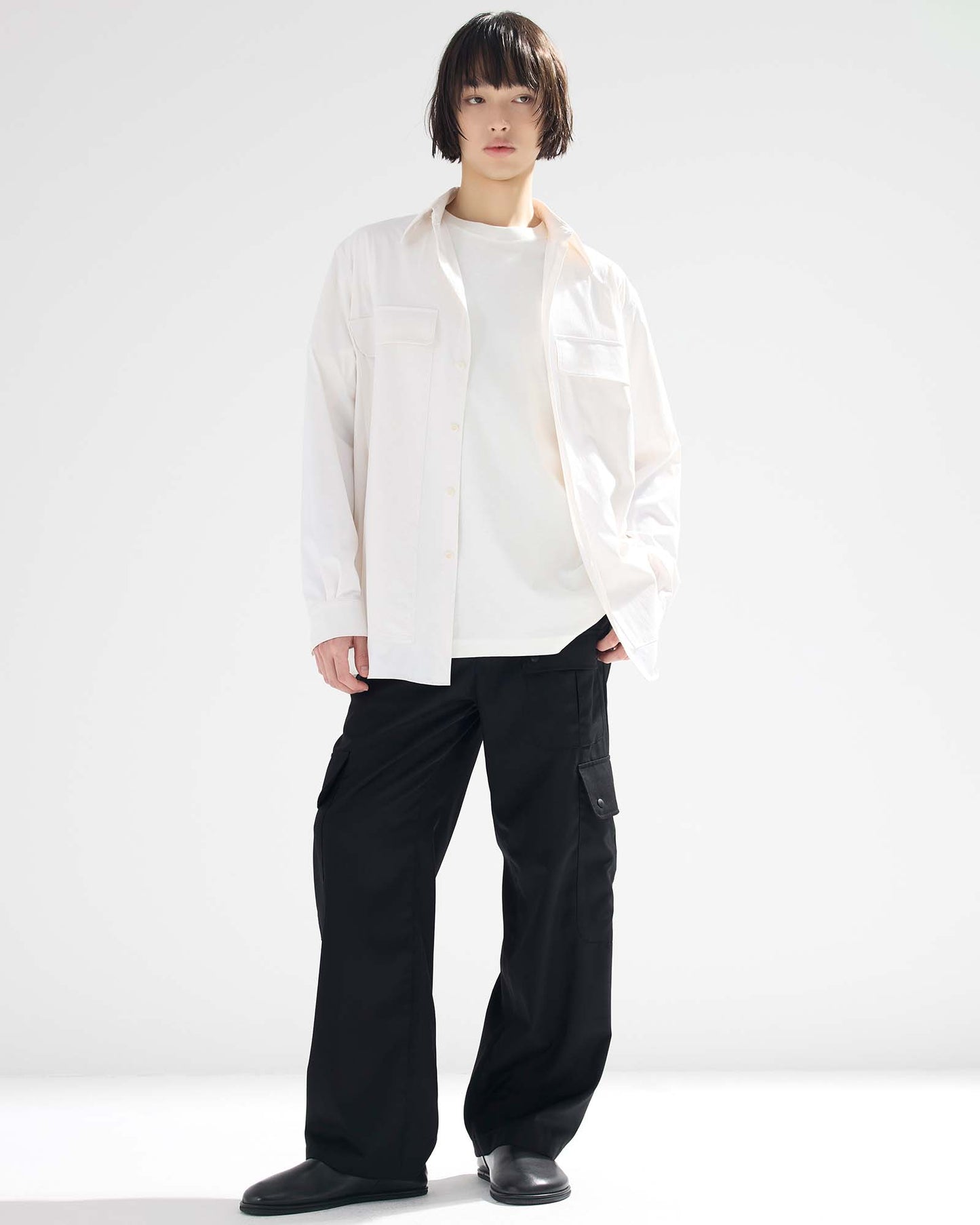 Cargo Pocket Wide Easy Pants in Wool