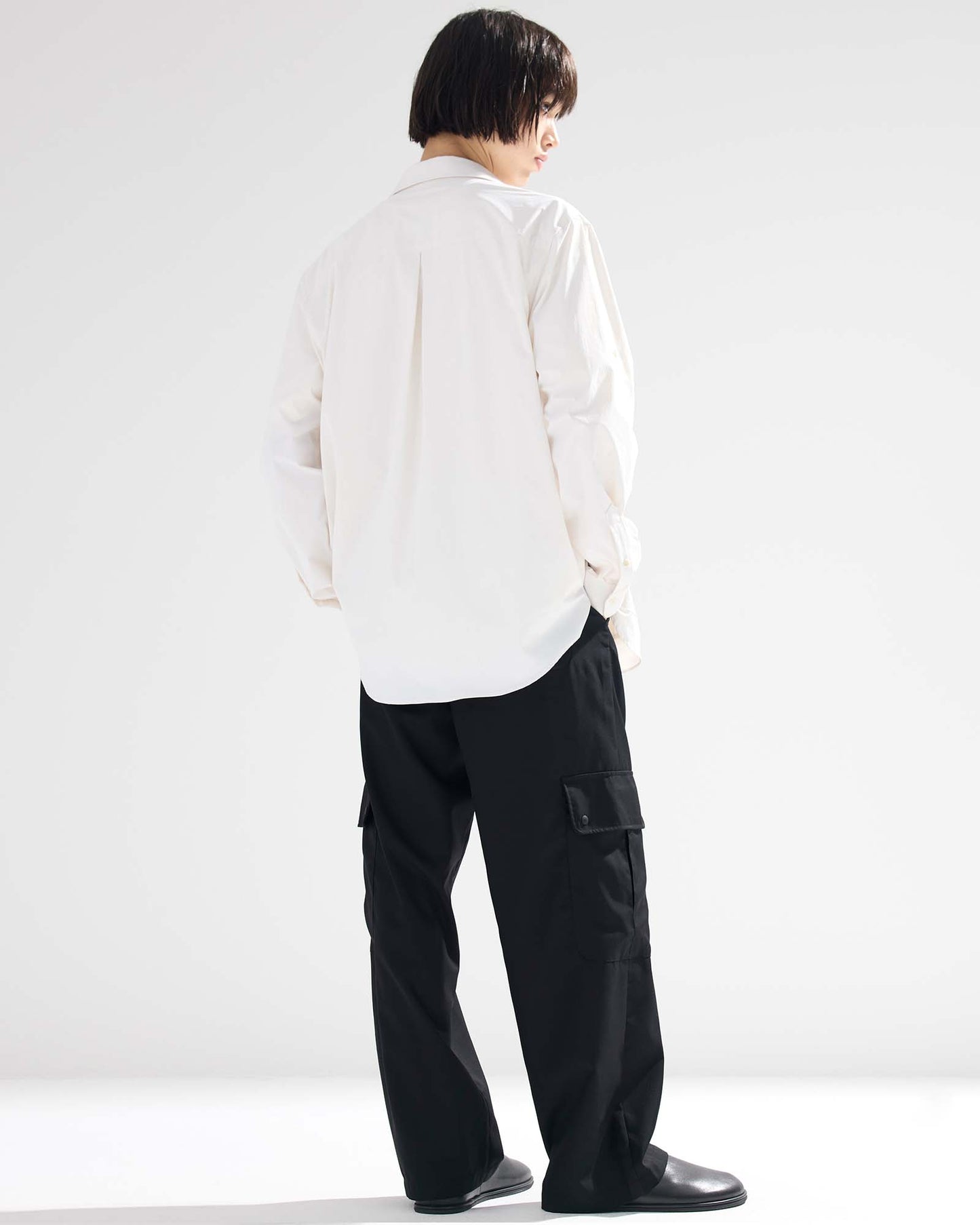 Cargo Pocket Wide Easy Pants in Wool