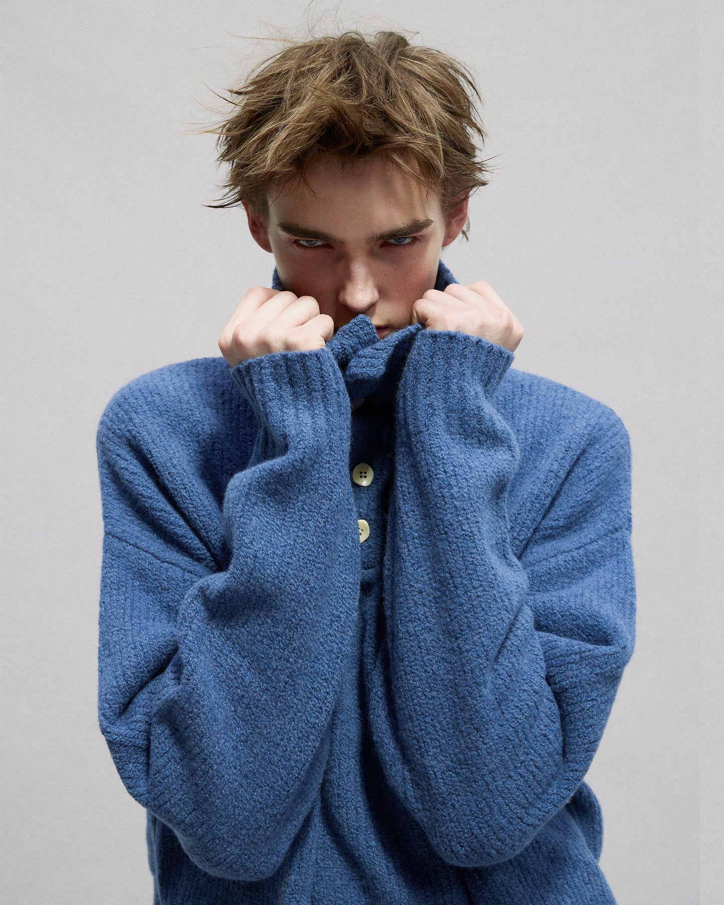 Buttoned Turtleneck Sweater