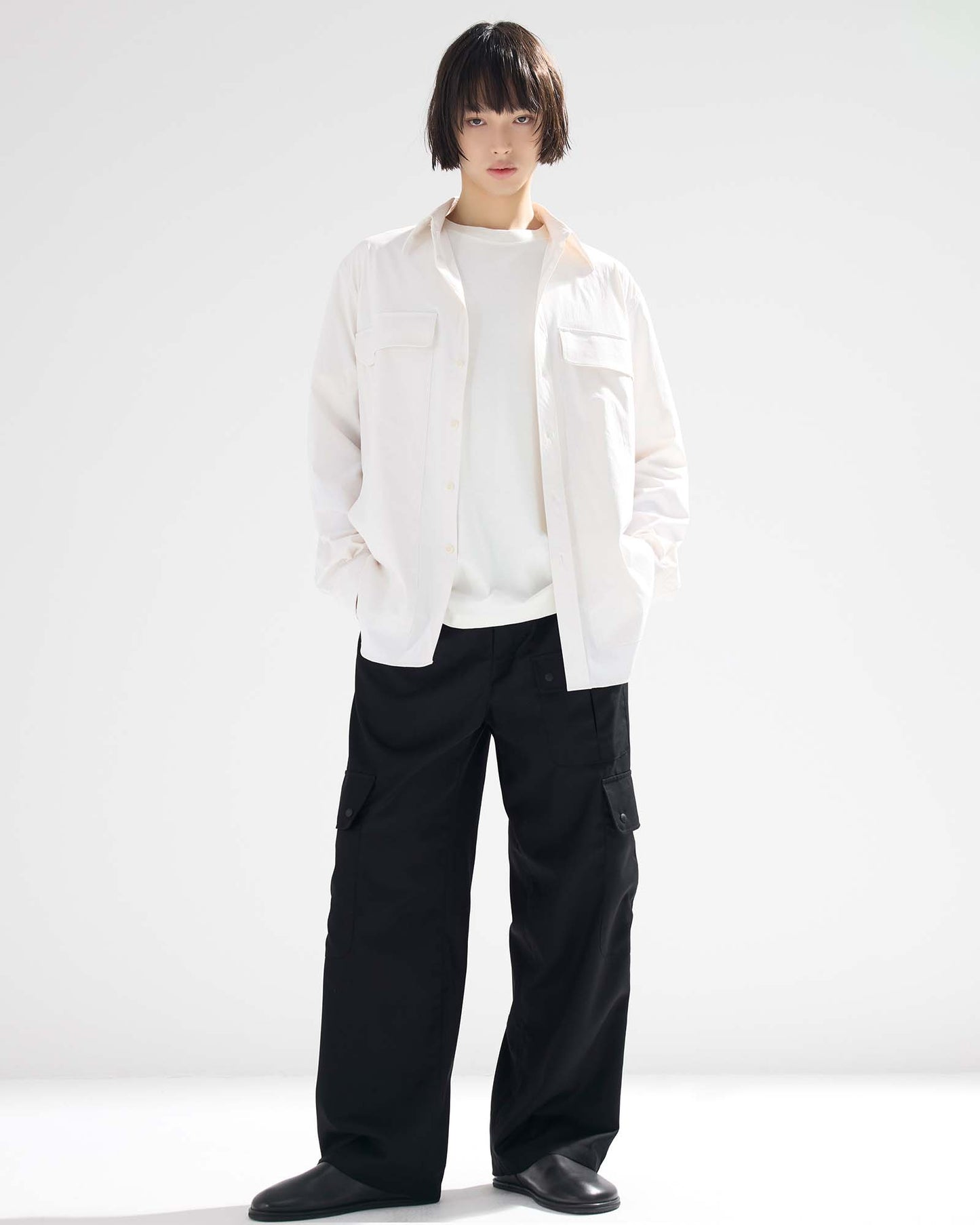 Cargo Pocket Wide Easy Pants in Wool
