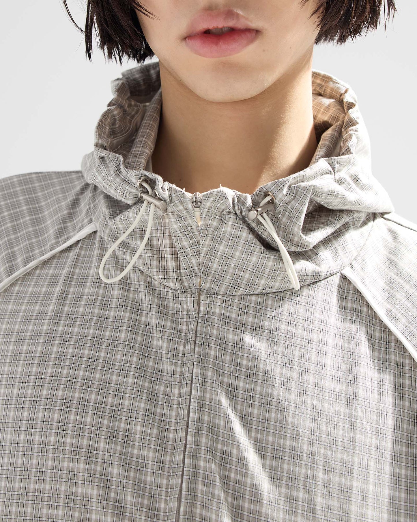 Bow Details Checked Shirt Jacket