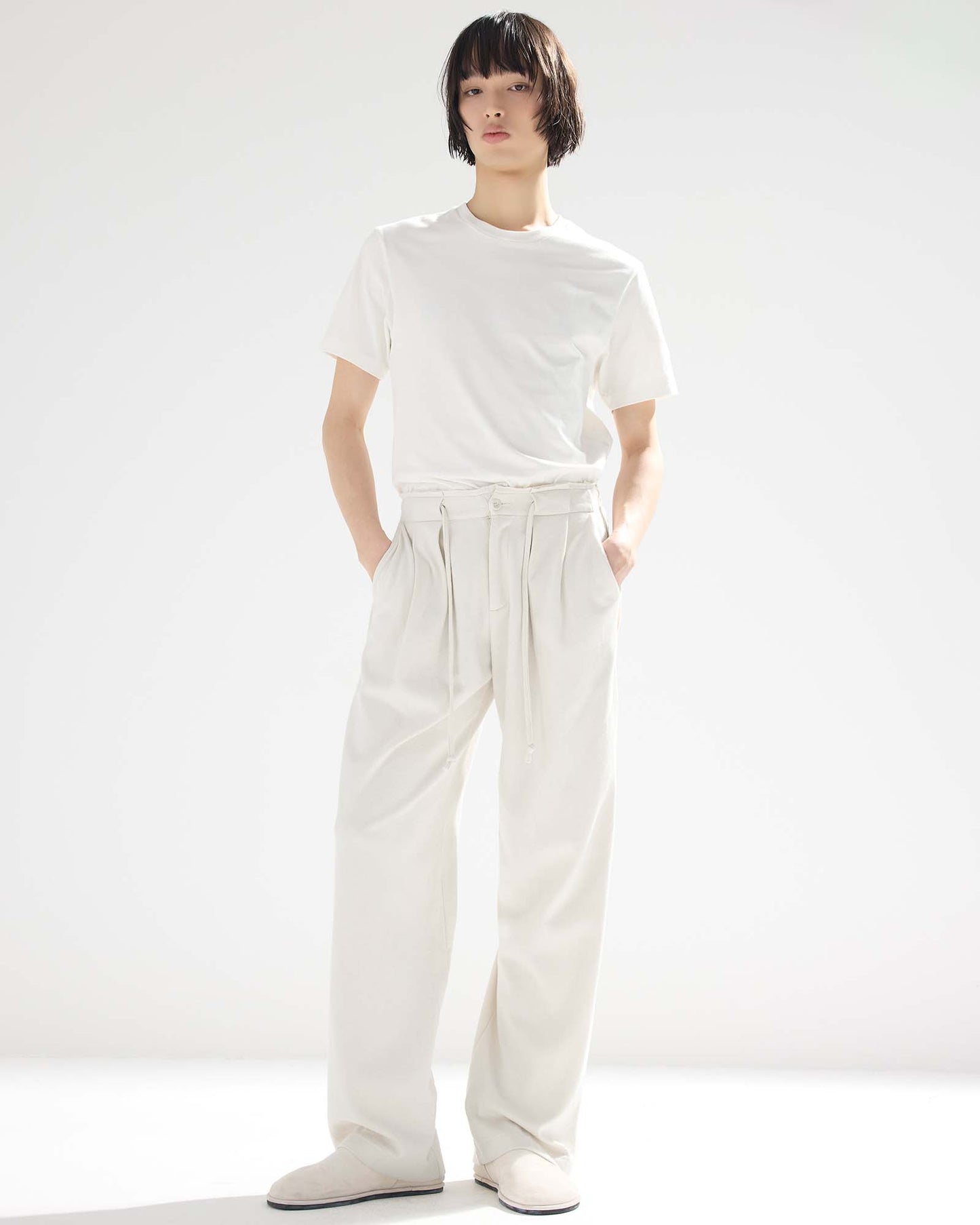 Shirred Relaxed-Fit Sweatpants