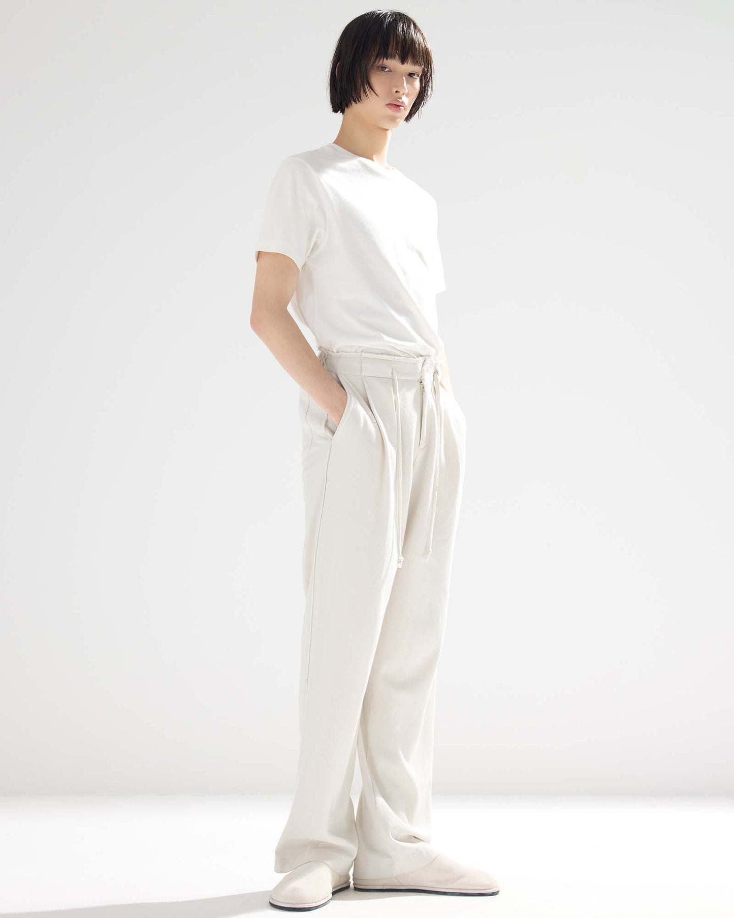 Shirred Relaxed-Fit Sweatpants