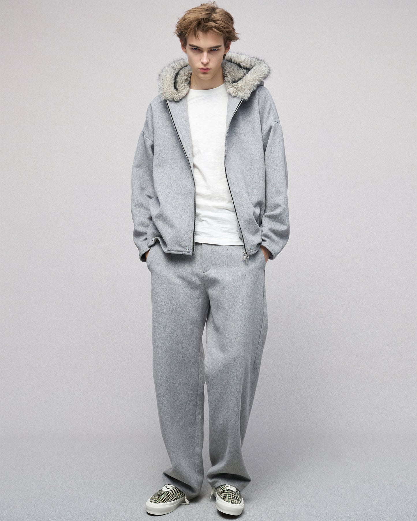 Eco Fur and Wool HoodedJacket