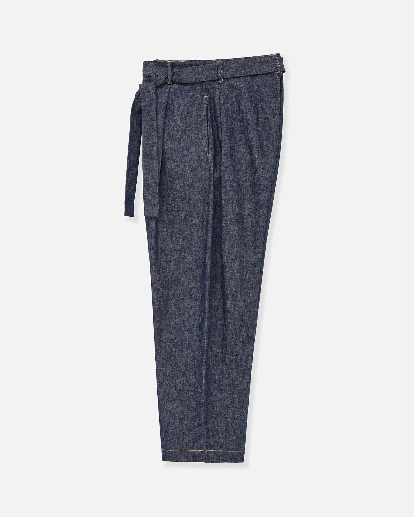 Belted Bermuda Jeans in Linen Cotton