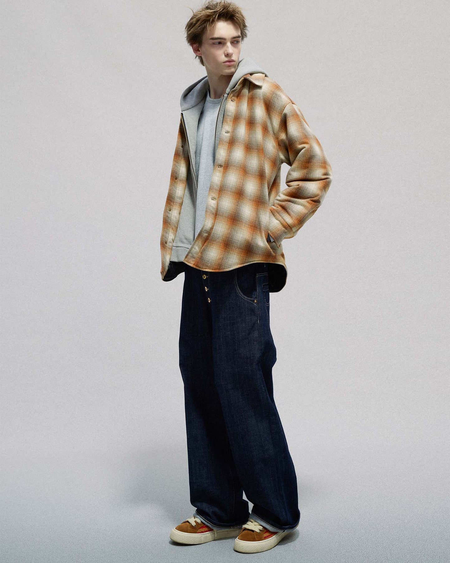 Button Fly Indigo Raw Denim Pants