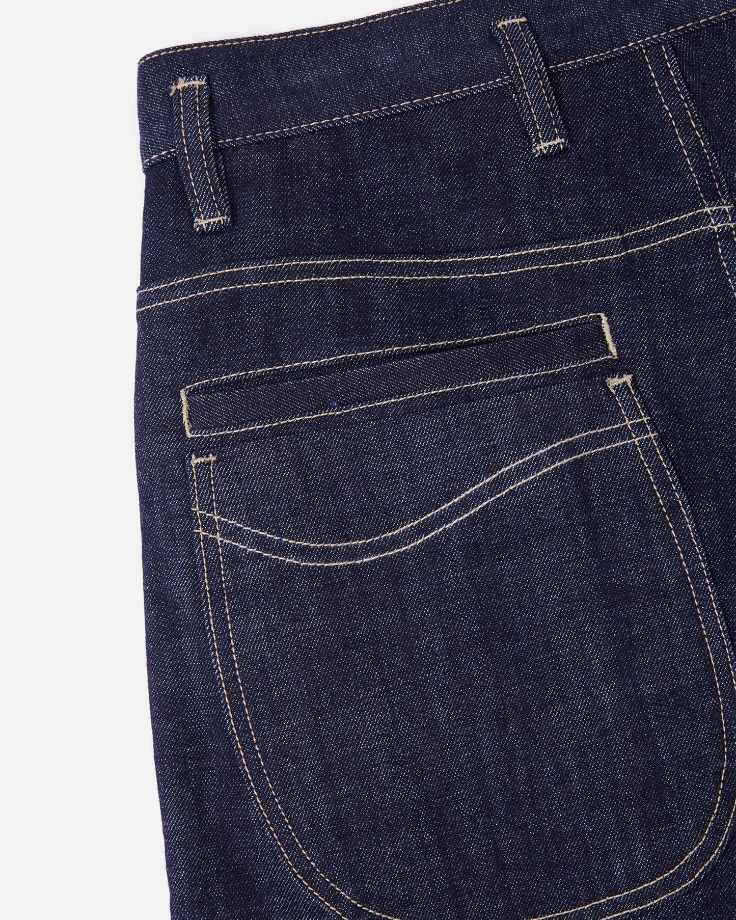 Button Fly Indigo Raw Denim Pants