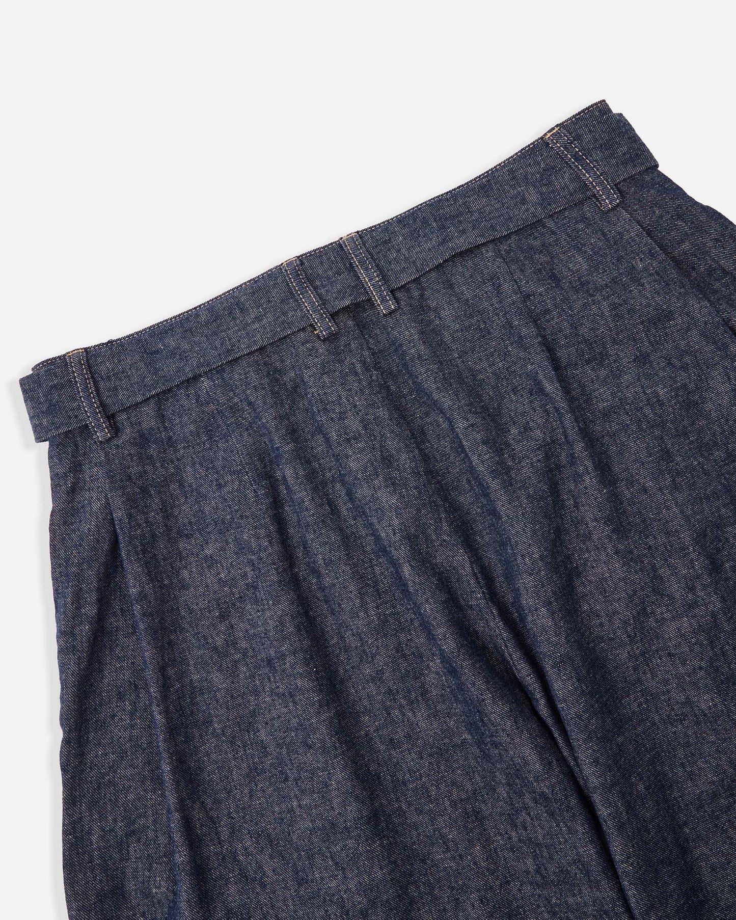 Belted Bermuda Jeans in Linen Cotton