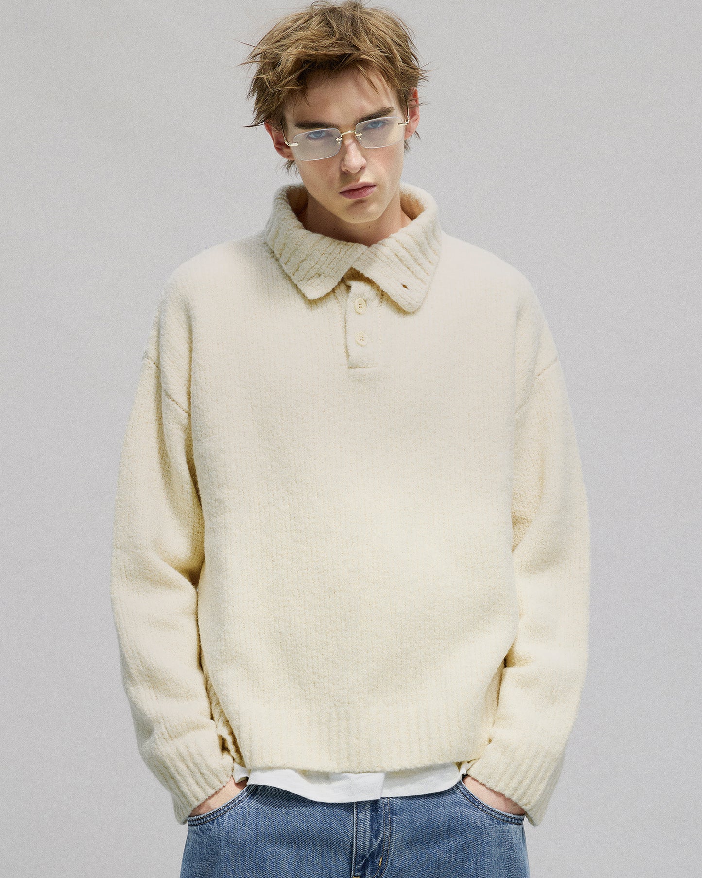 Buttoned Turtleneck Sweater