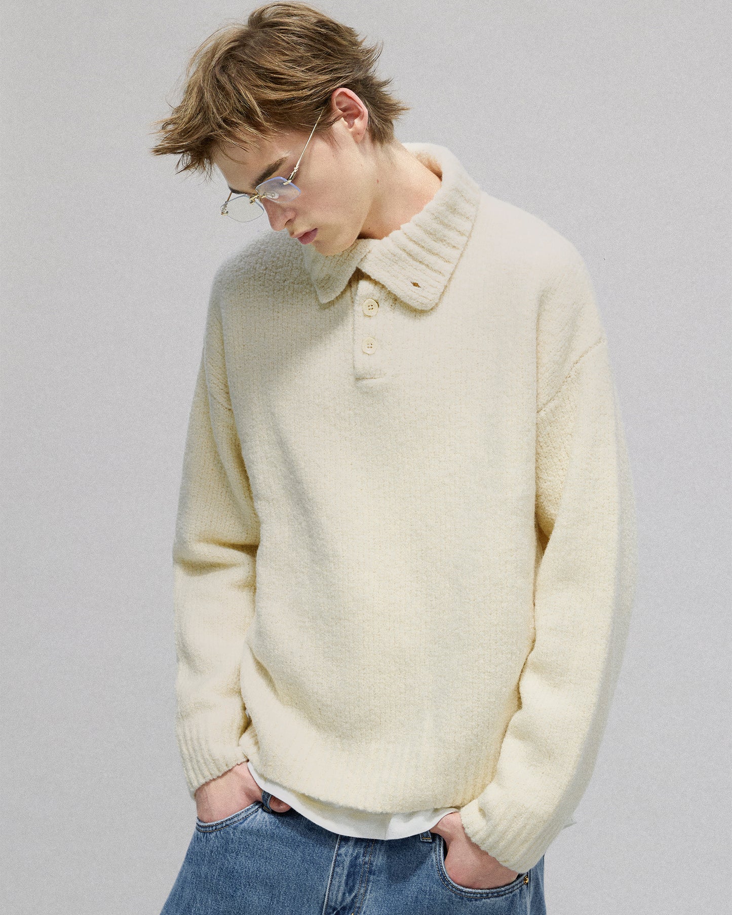 Buttoned Turtleneck Sweater
