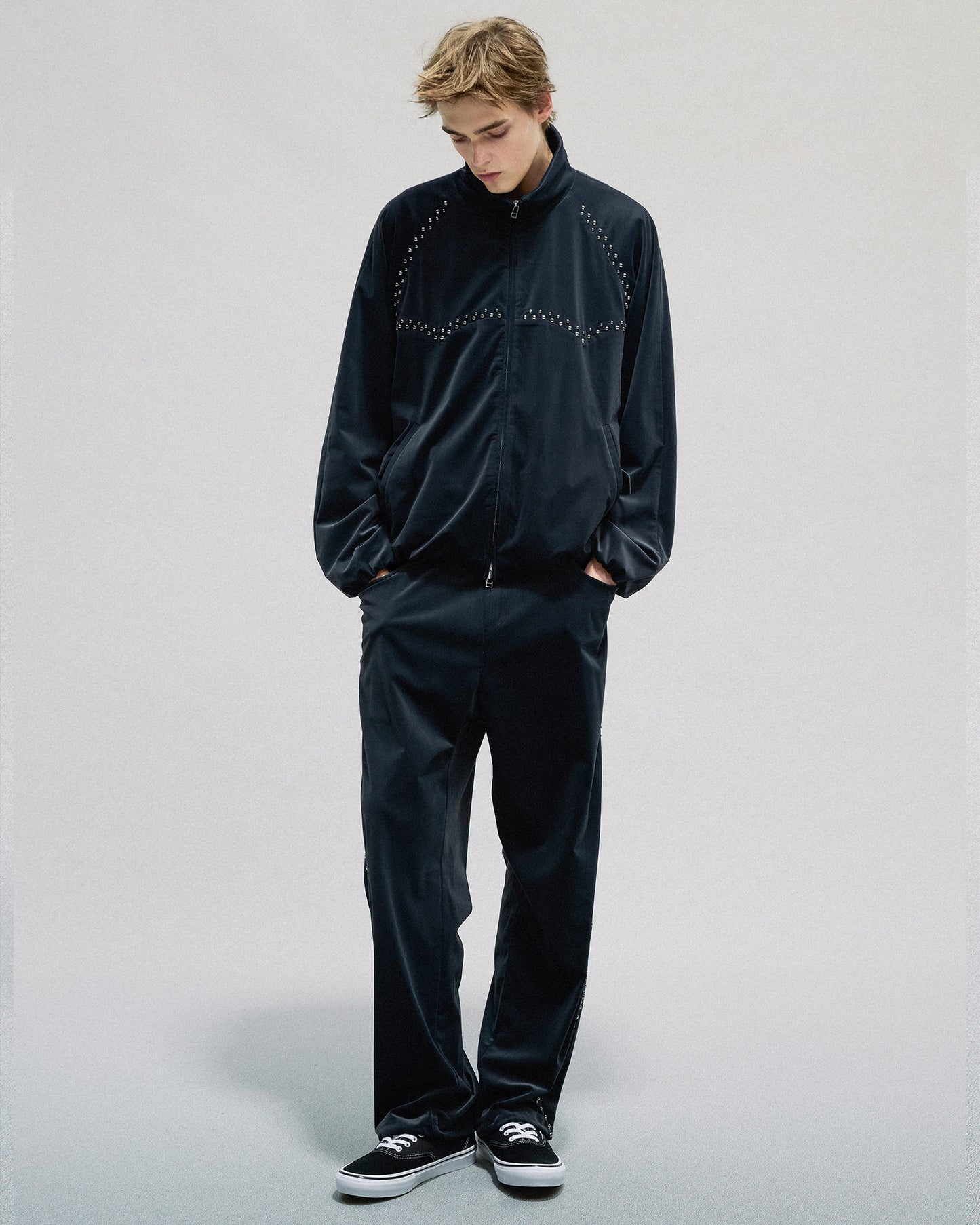 Studded Velvet Track Pants