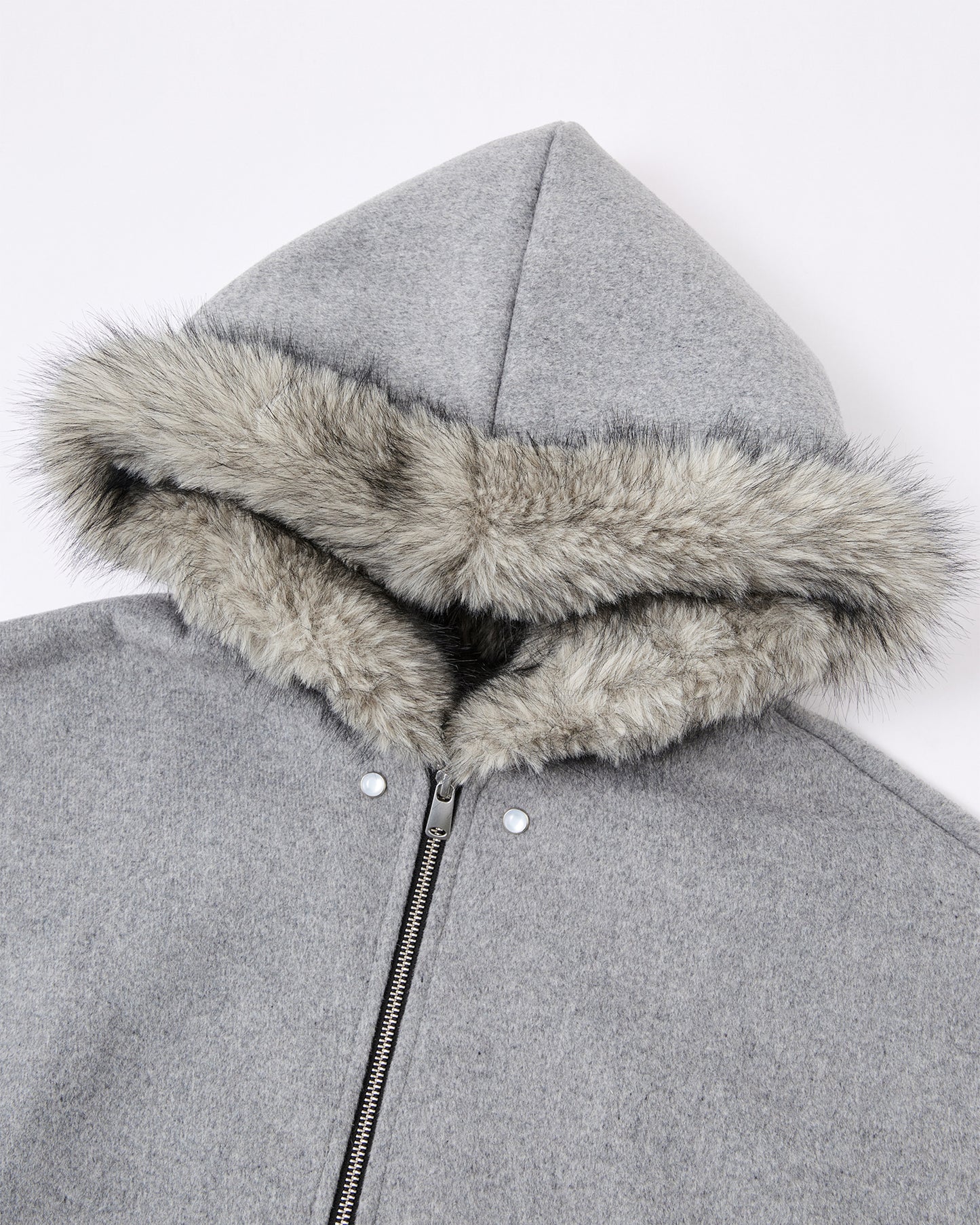 Eco Fur and Wool HoodedJacket