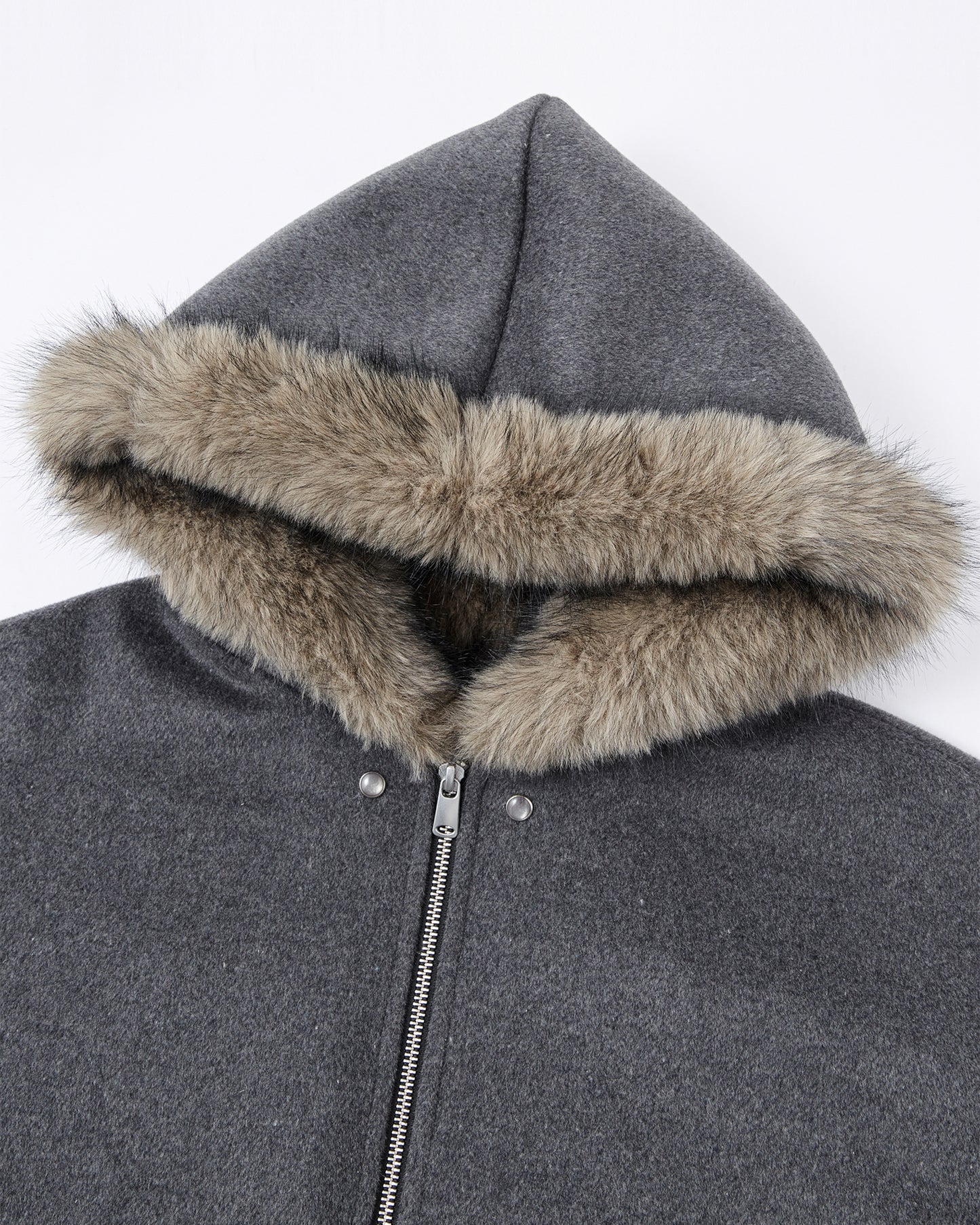 Eco Fur and Wool HoodedJacket