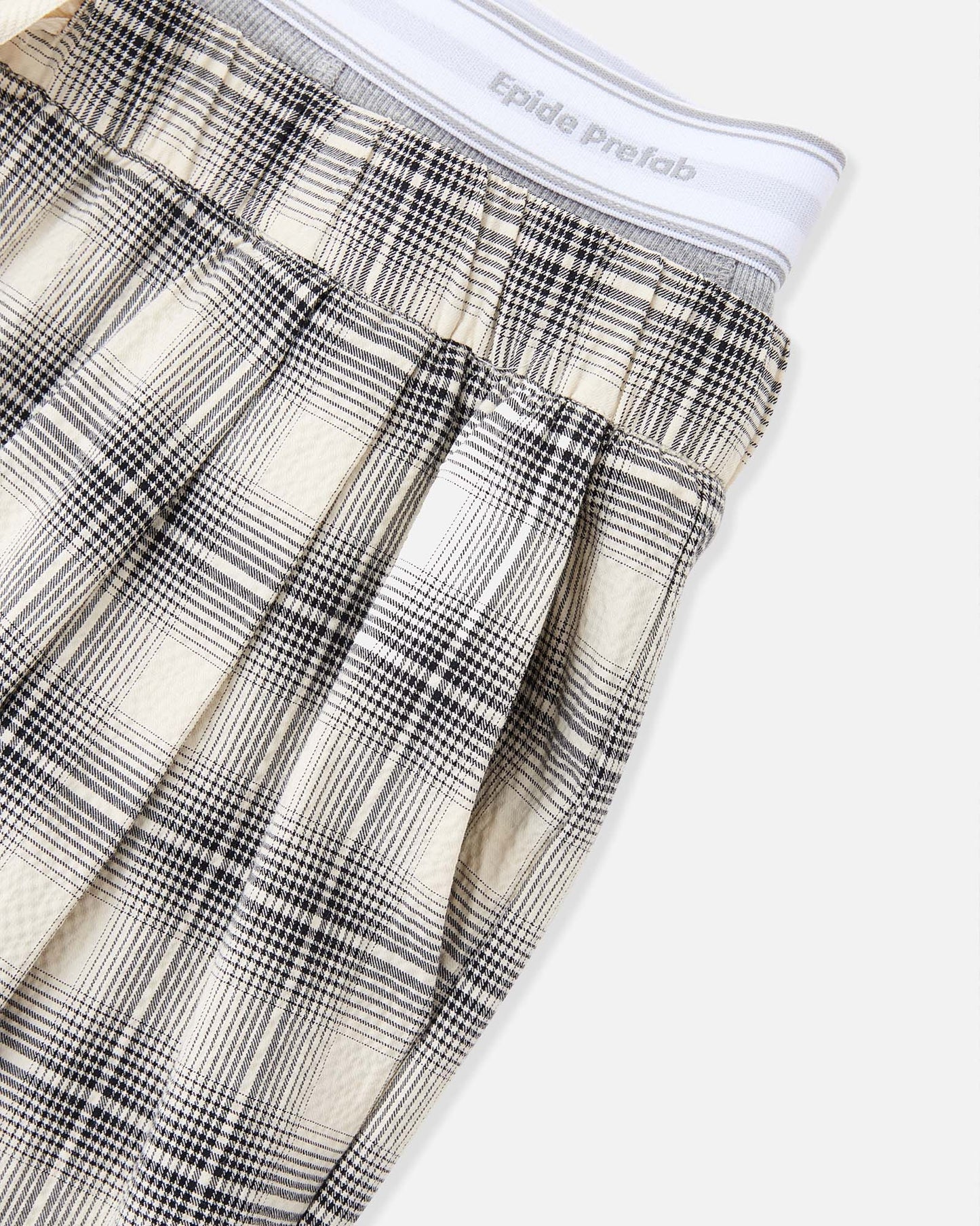 Double Waist Checked Pants