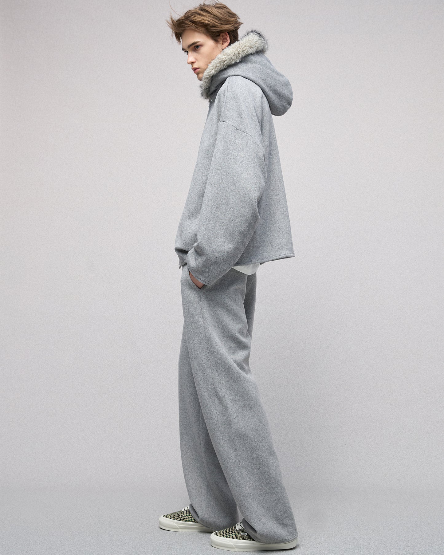 Eco Fur and Wool HoodedJacket