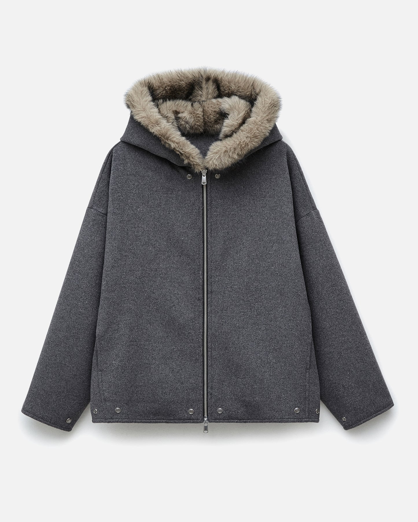 Eco Fur and Wool HoodedJacket