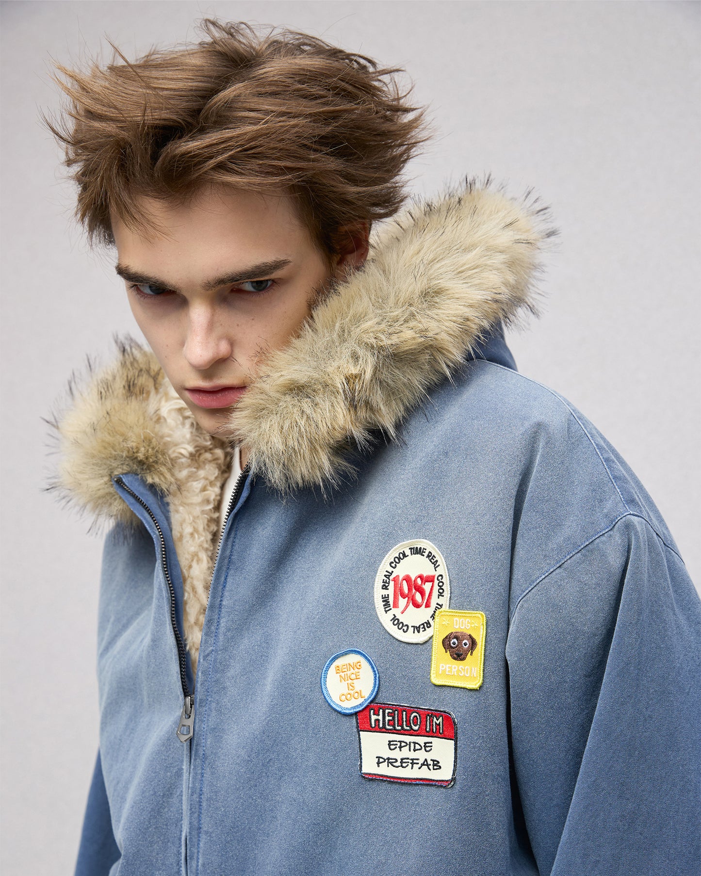 Faux Fur Patch Jacket